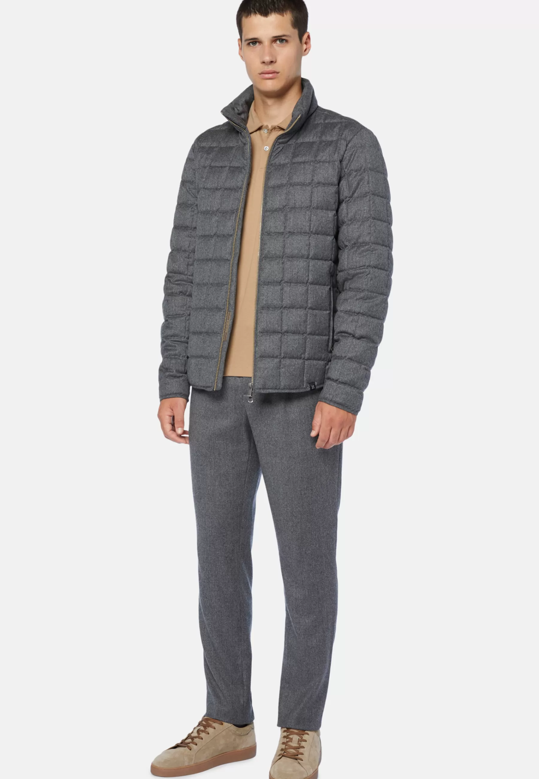 Outerwear^Boggi Milano Goose Down Flannel Bomber Jacket Grey