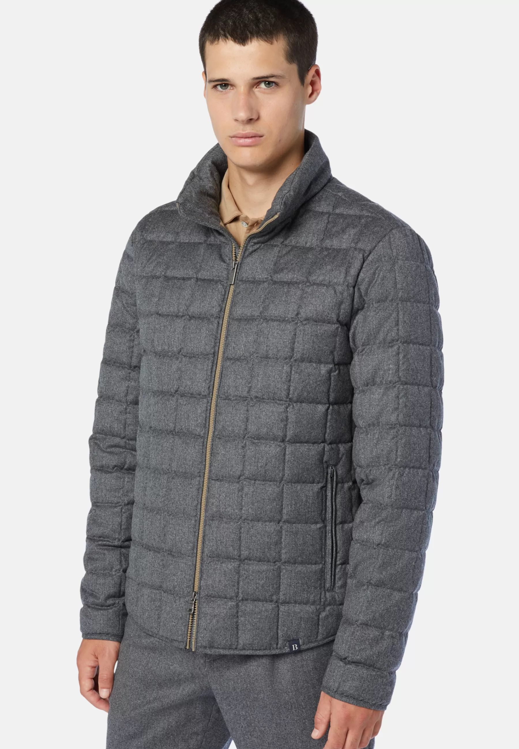 Outerwear^Boggi Milano Goose Down Flannel Bomber Jacket Grey