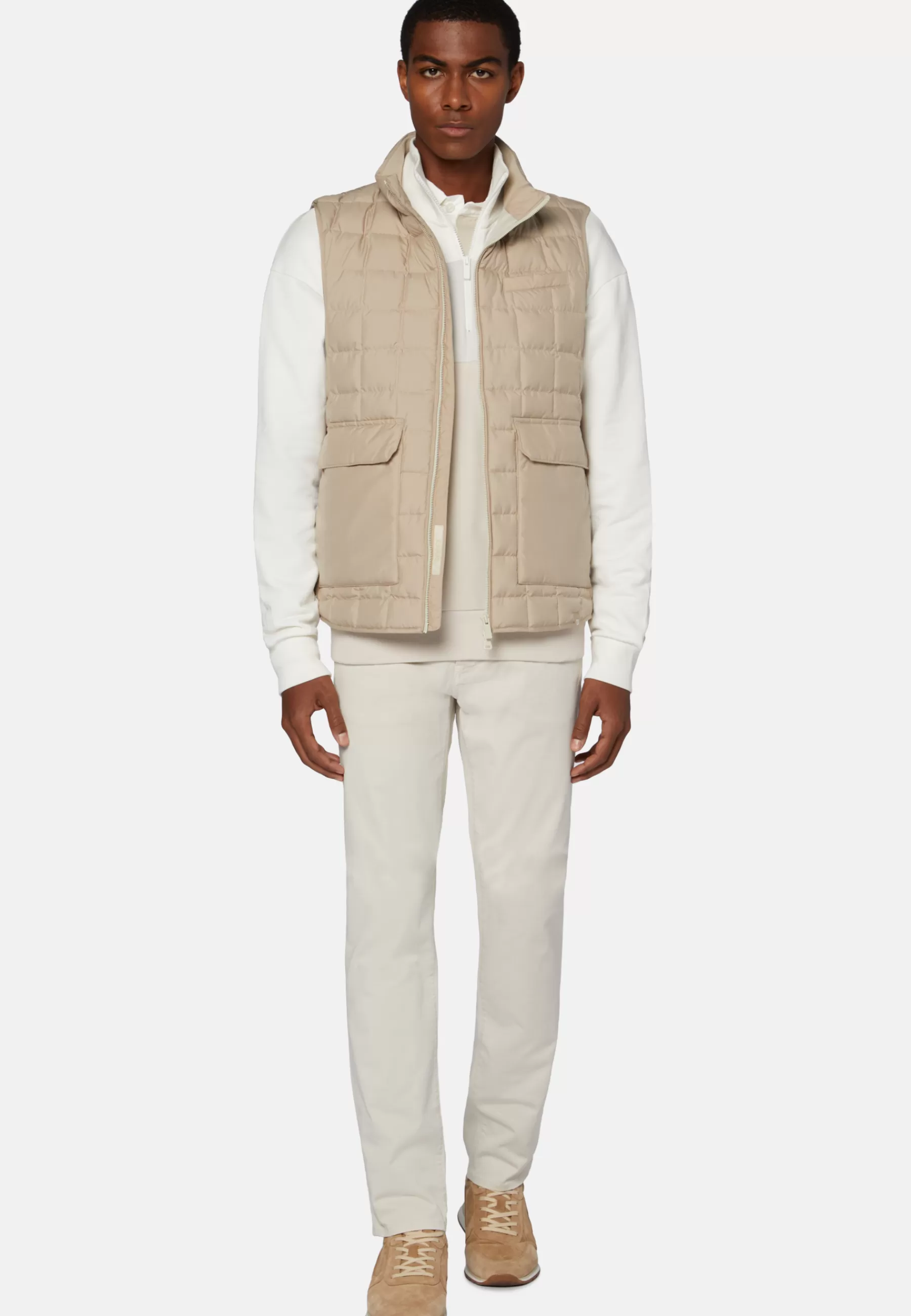 Outerwear^Boggi Milano Goose Down Recycled Fabric Waistcoat Beige