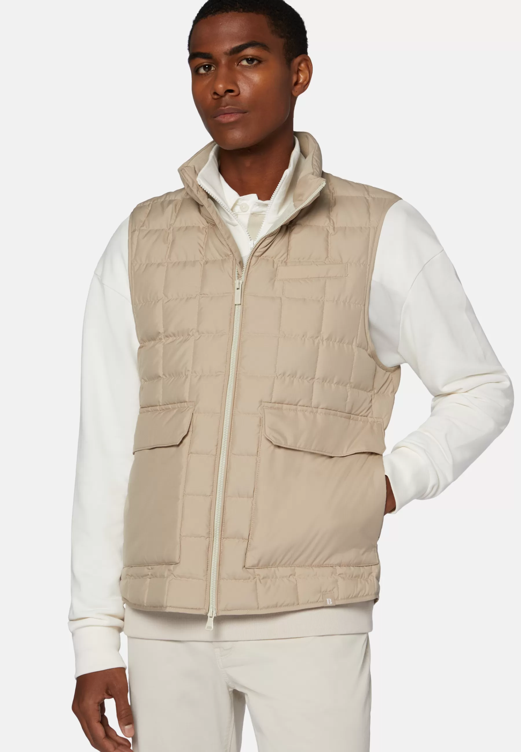 Outerwear^Boggi Milano Goose Down Recycled Fabric Waistcoat Beige