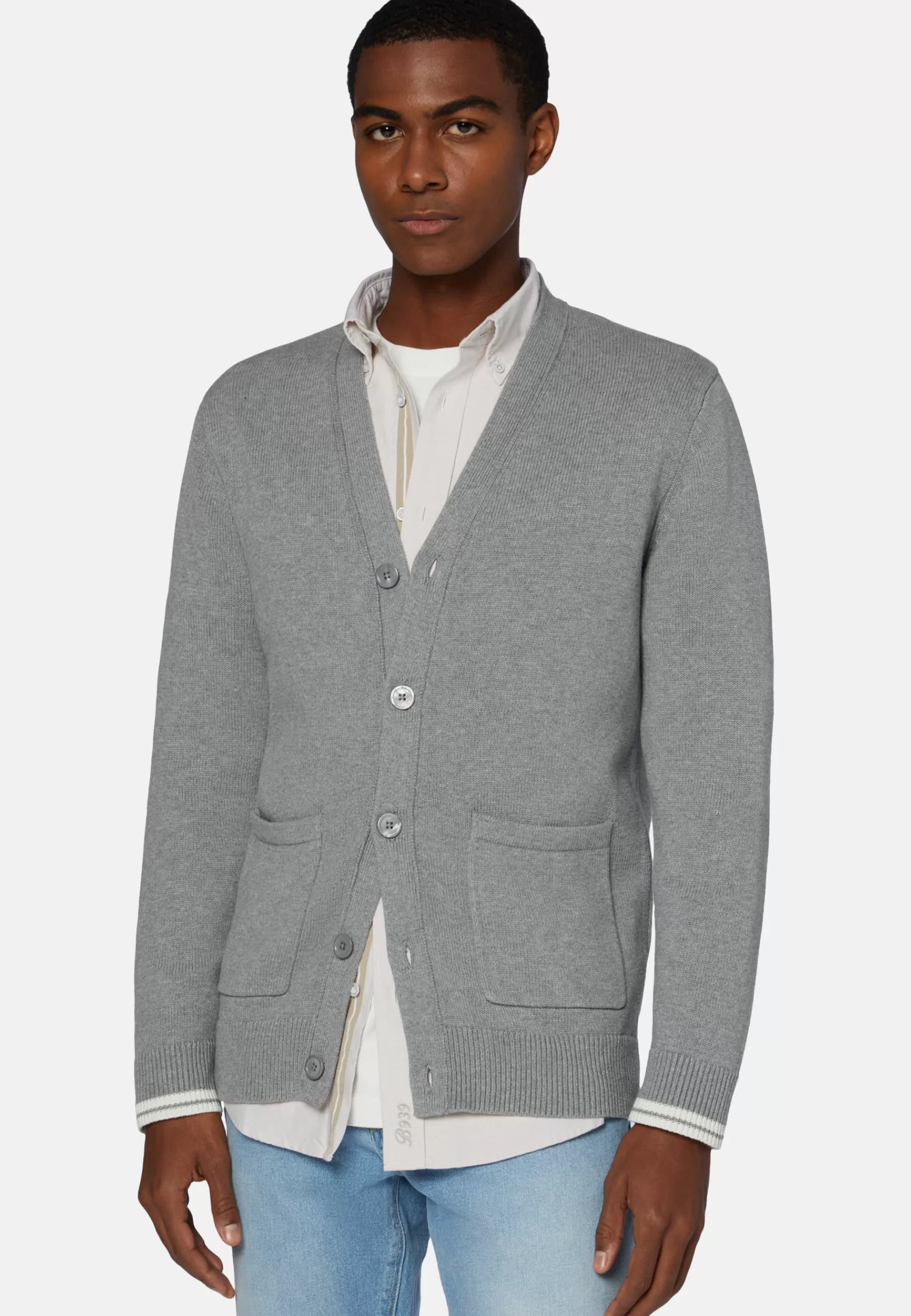 Knitwear^Boggi Milano Gray Knitted Cardigan in Organic Cotton Grey