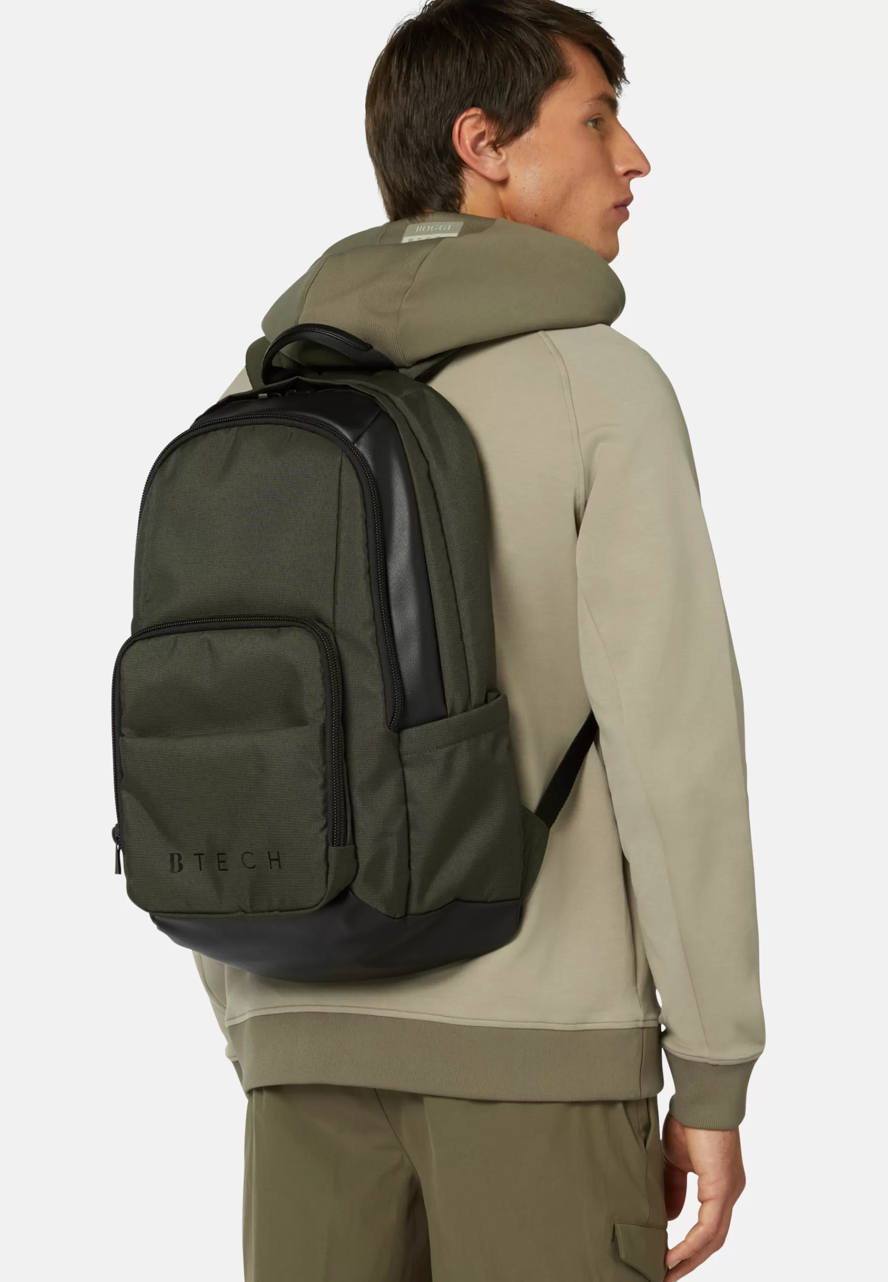 Rucksacks and Suitcases^Boggi Milano Green Backpack in Recycled Technical Fabric Military Green