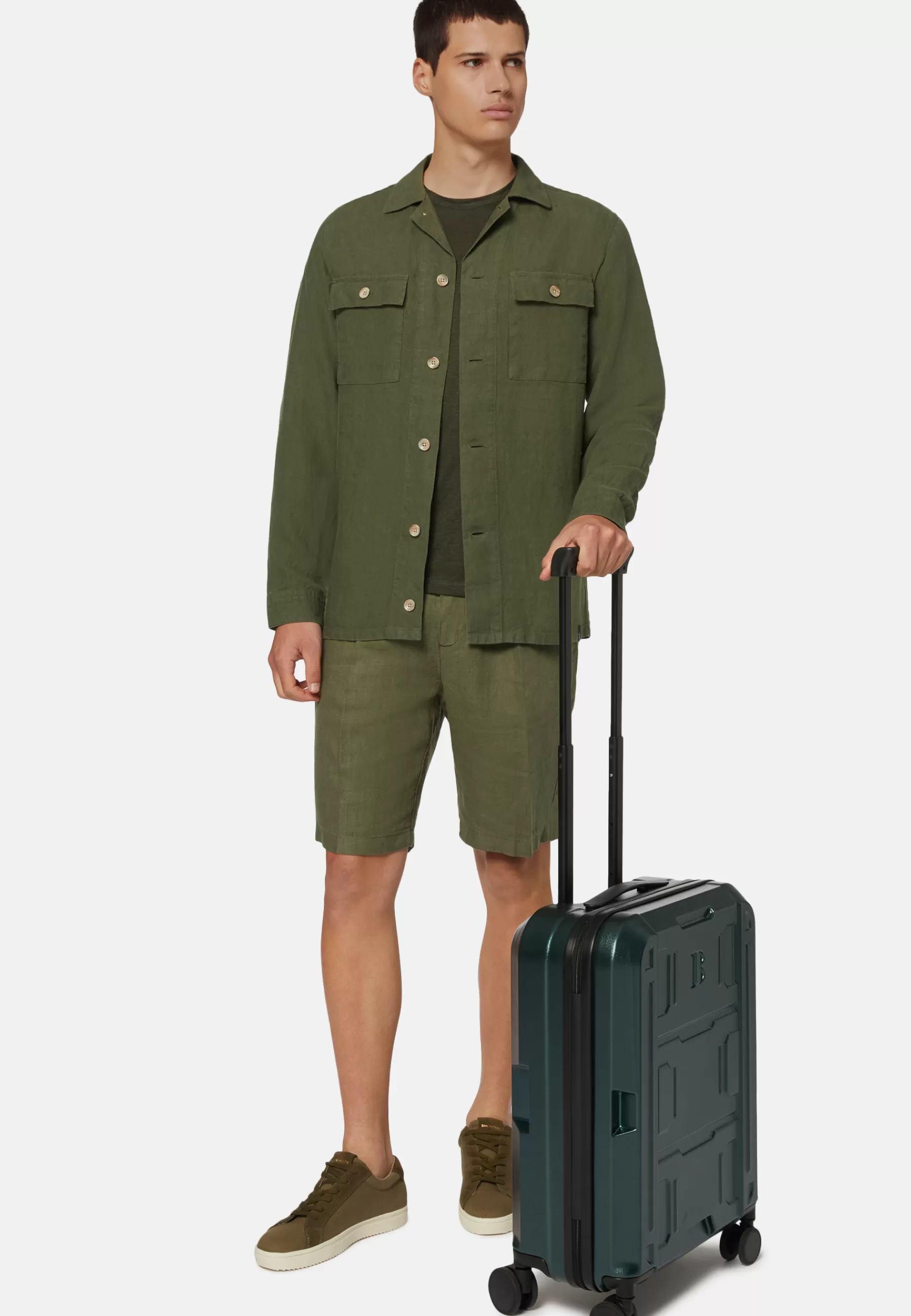 Rucksacks and Suitcases^Boggi Milano Green Black Polycarbonate Cage Trolley Suitcase Military Green