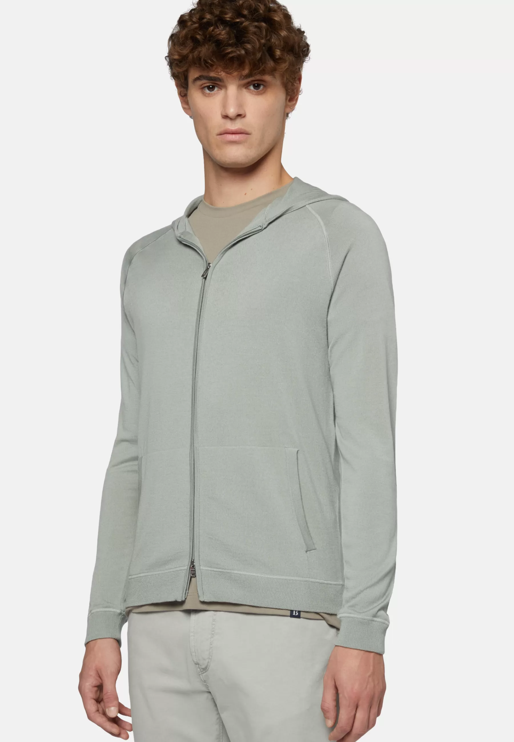 Knitwear^Boggi Milano Full Zip Hooded Jumper In Merino Wool Green