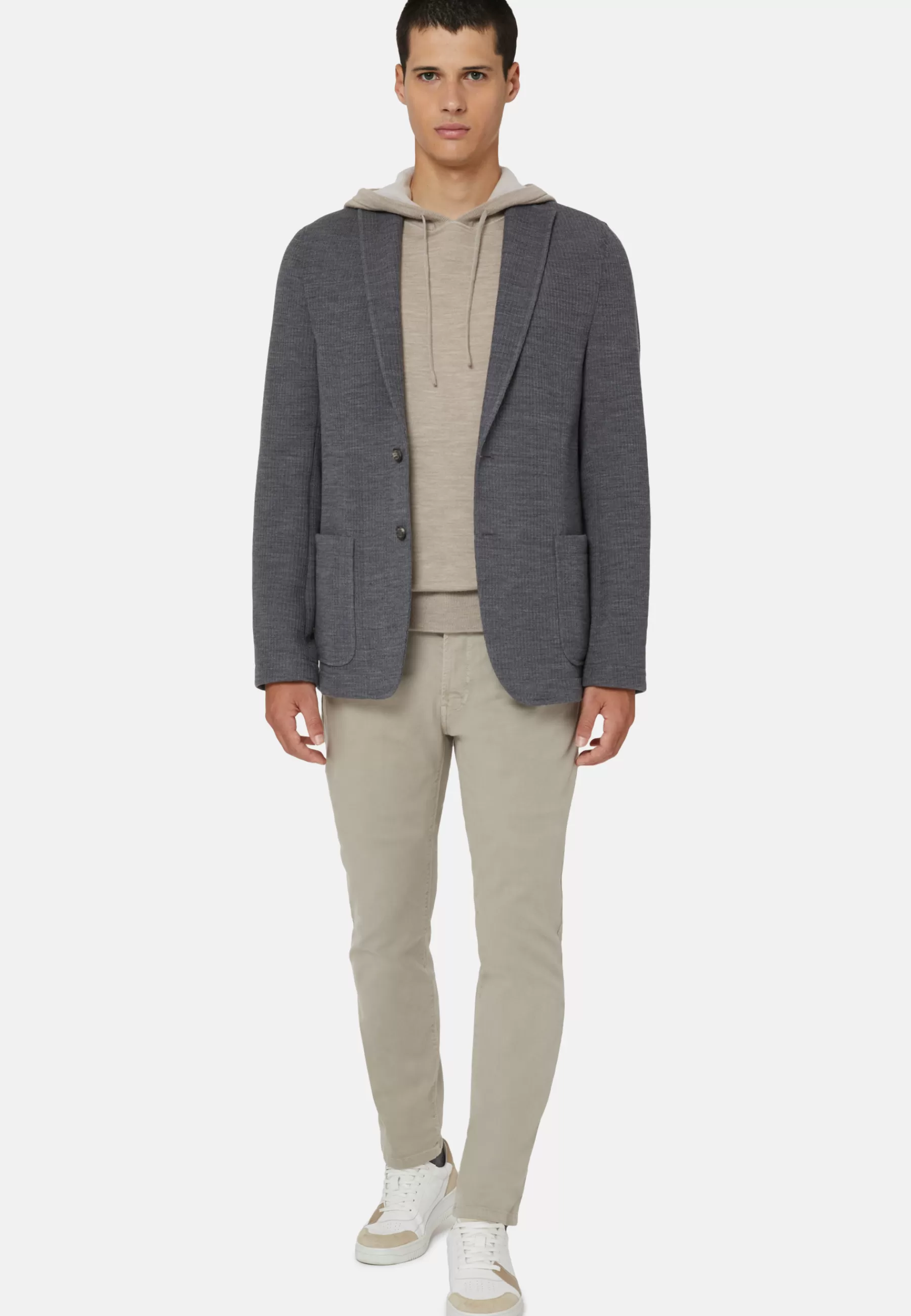 Blazers^Boggi Milano Bridge Jacket in B Jersey Wool and Cotton Grey