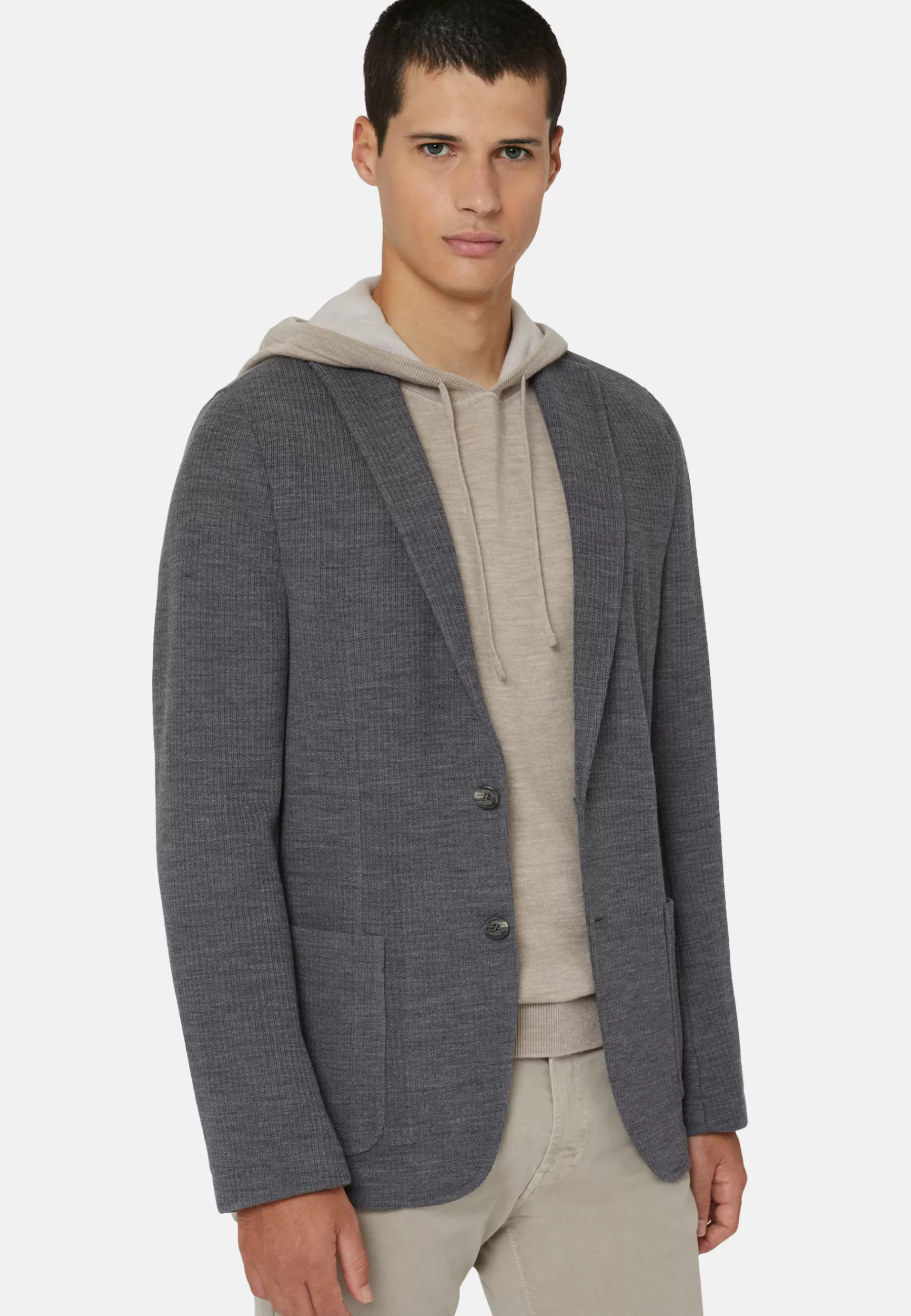 Blazers^Boggi Milano Bridge Jacket in B Jersey Wool and Cotton Grey