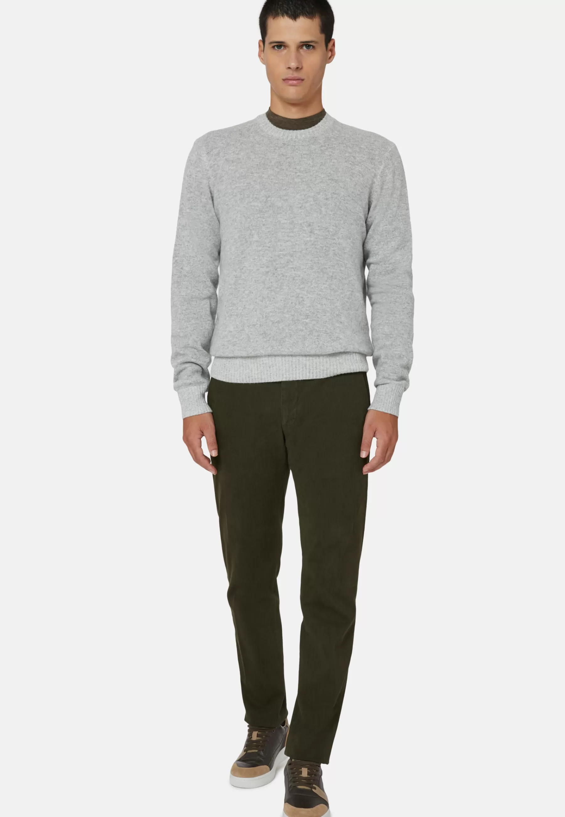 Knitwear^Boggi Milano Crew Neck Jumper In a Cashmere Blend Grey