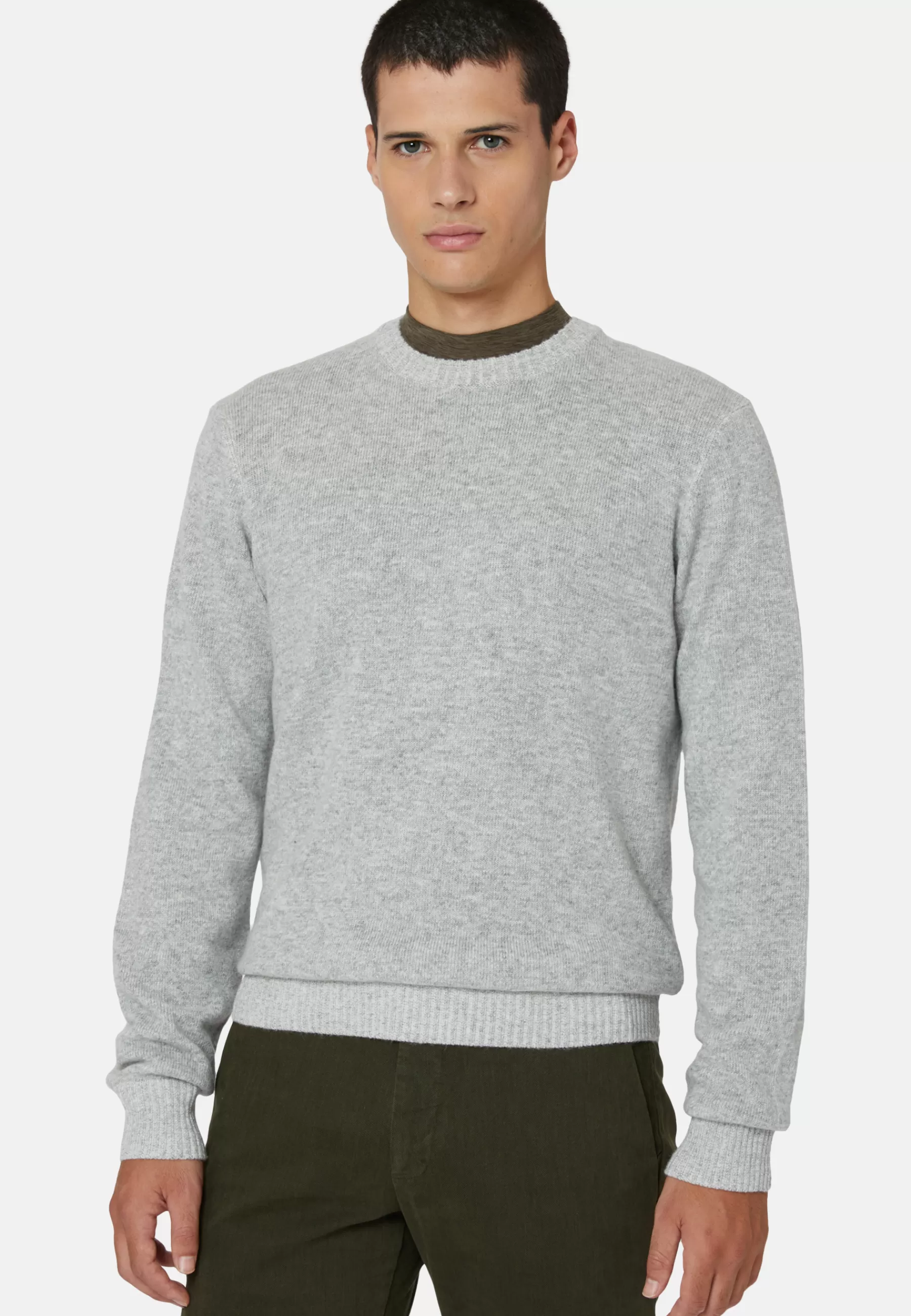 Knitwear^Boggi Milano Crew Neck Jumper In a Cashmere Blend Grey