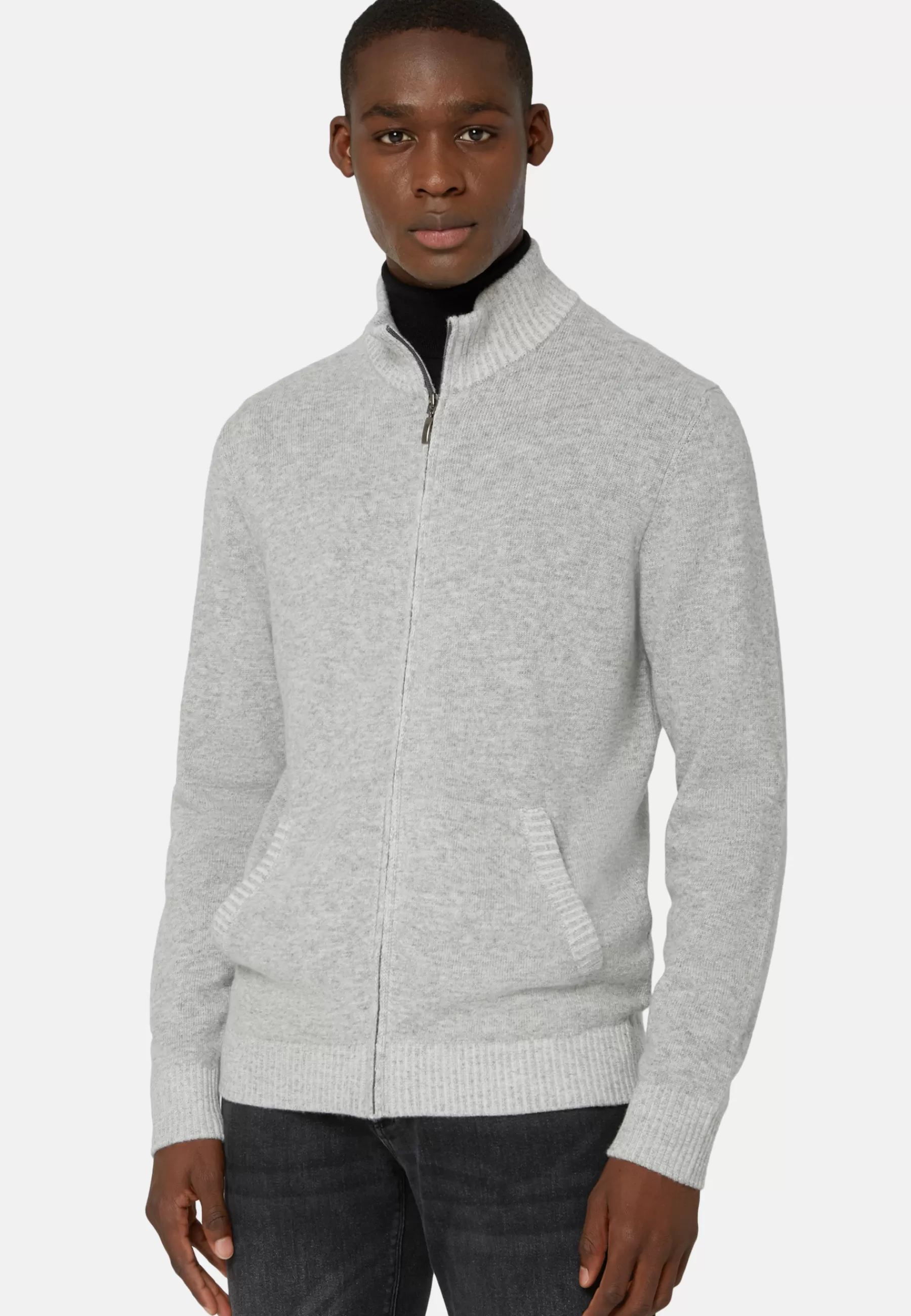 Knitwear^Boggi Milano Full-Zip Jumper In a Cashmere Blend Grey