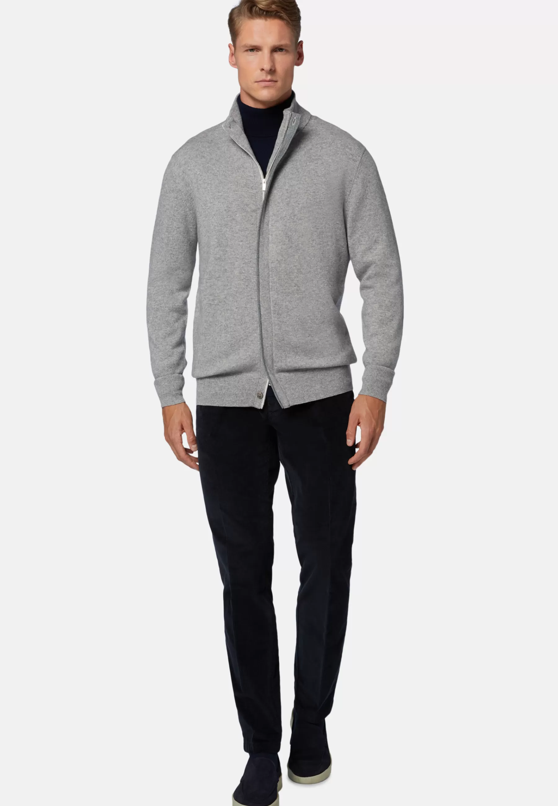 Knitwear^Boggi Milano Full-Zip Jumper in Wool and Cashmere Grey