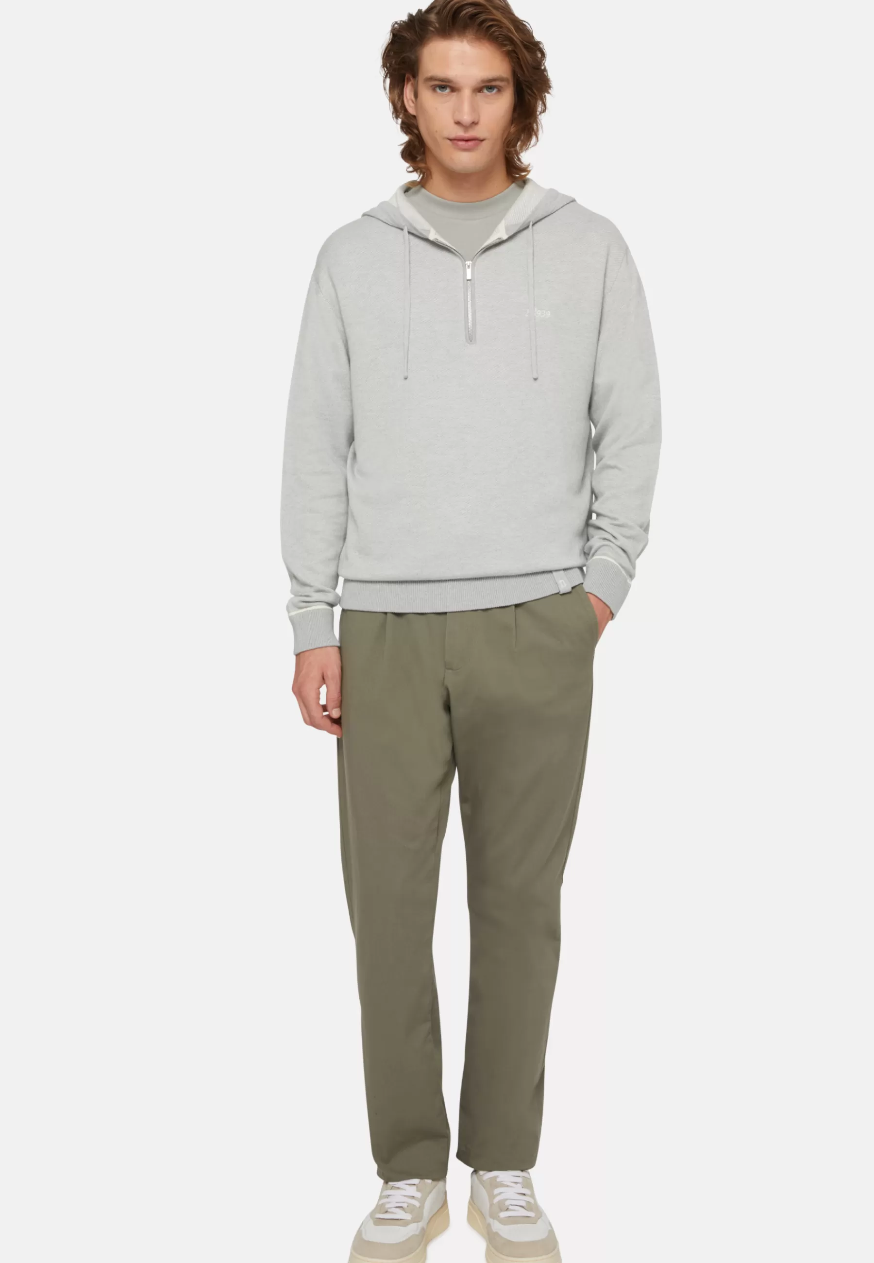 Knitwear^Boggi Milano Half Zip Jumper In Cotton, Silk And Cashmere Grey