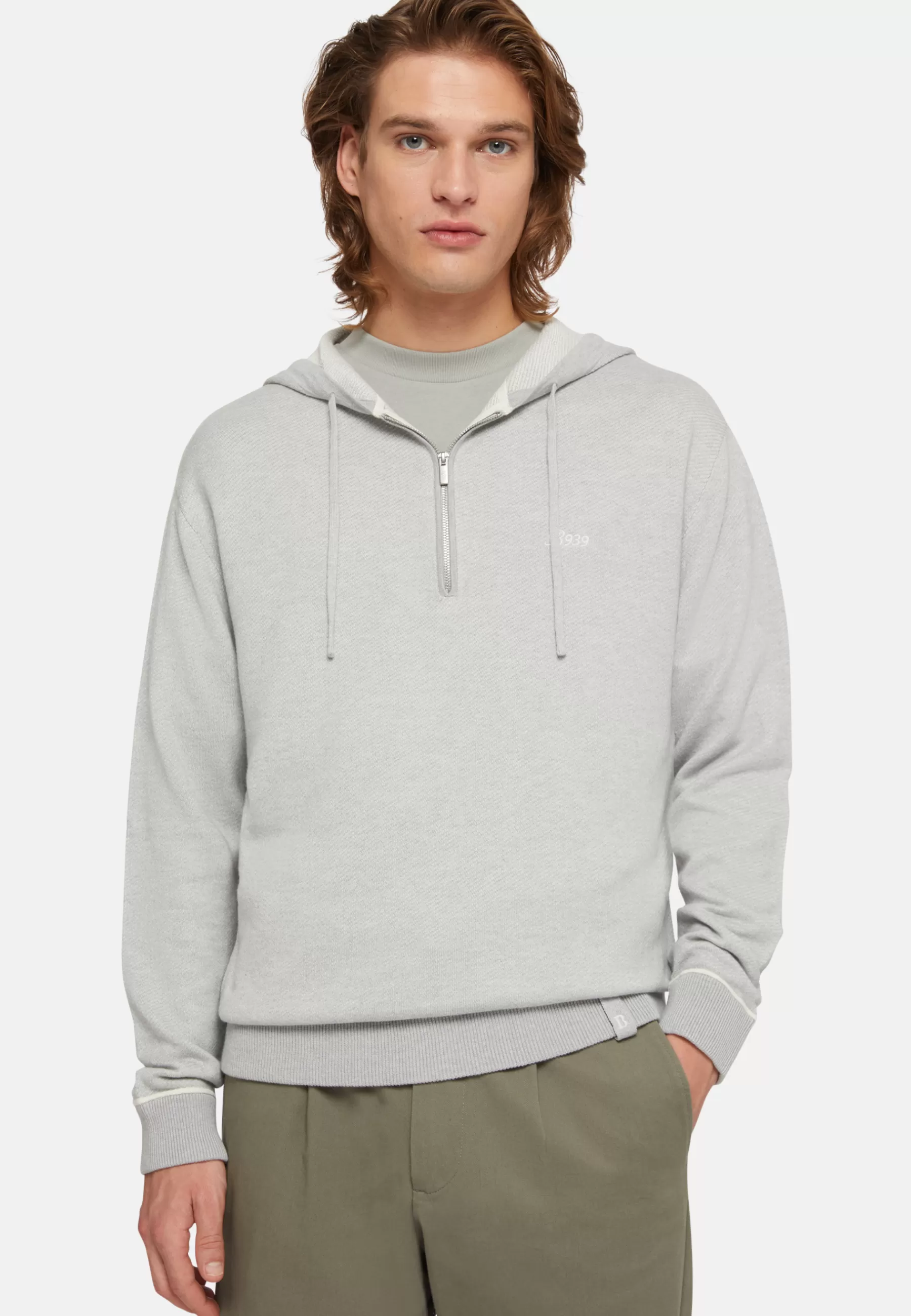 Knitwear^Boggi Milano Half Zip Jumper In Cotton, Silk And Cashmere Grey