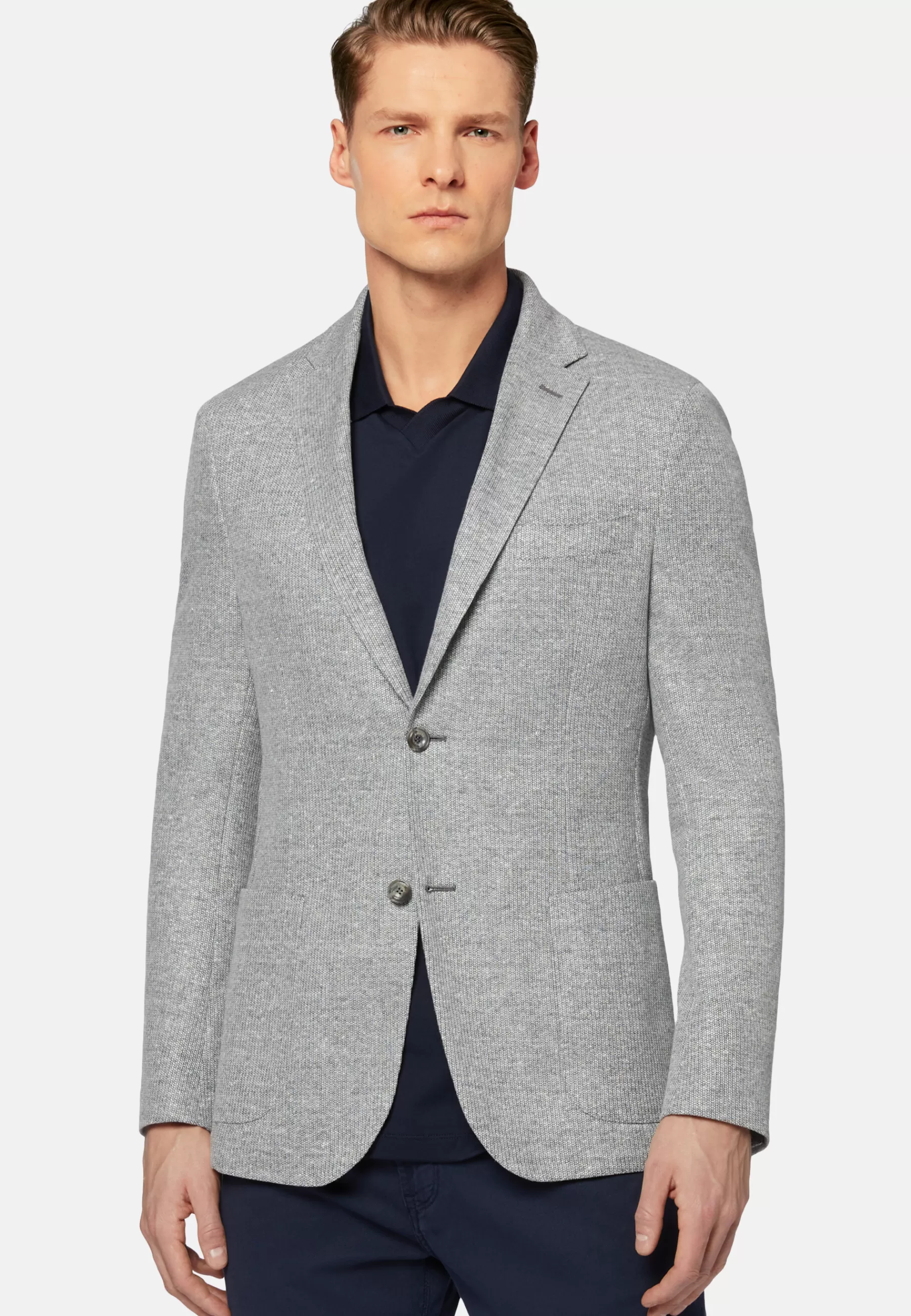 Blazers^Boggi Milano Melange Linen/Cotton B Jersey Jacket Grey