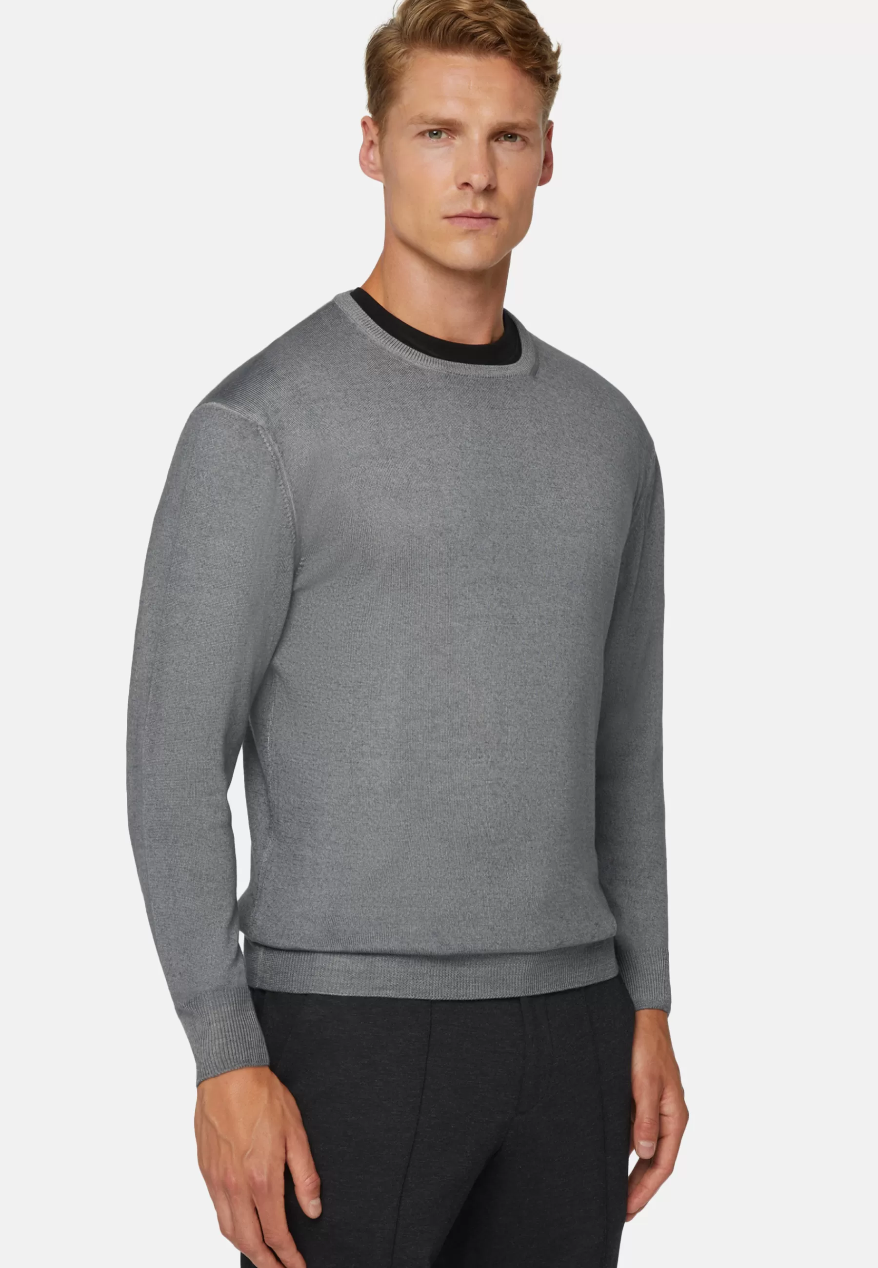 Knitwear^Boggi Milano Merino Wool Crew Neck Jumper Grey