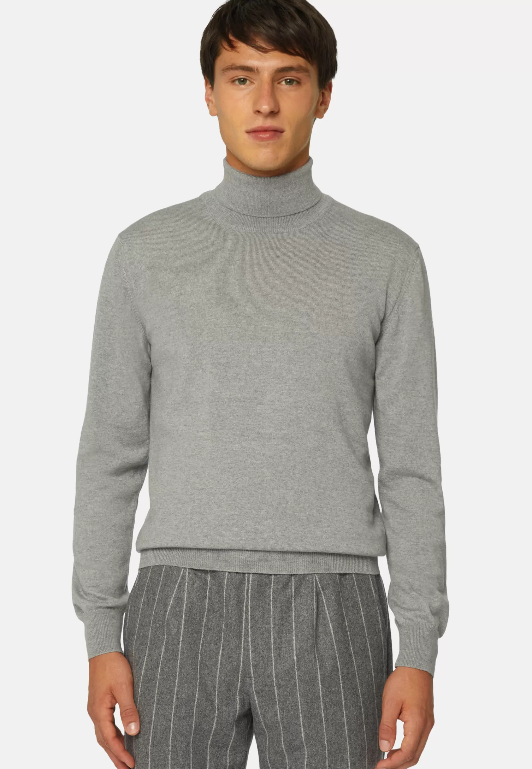 Knitwear^Boggi Milano Merino Wool Polo Neck Jumper Grey