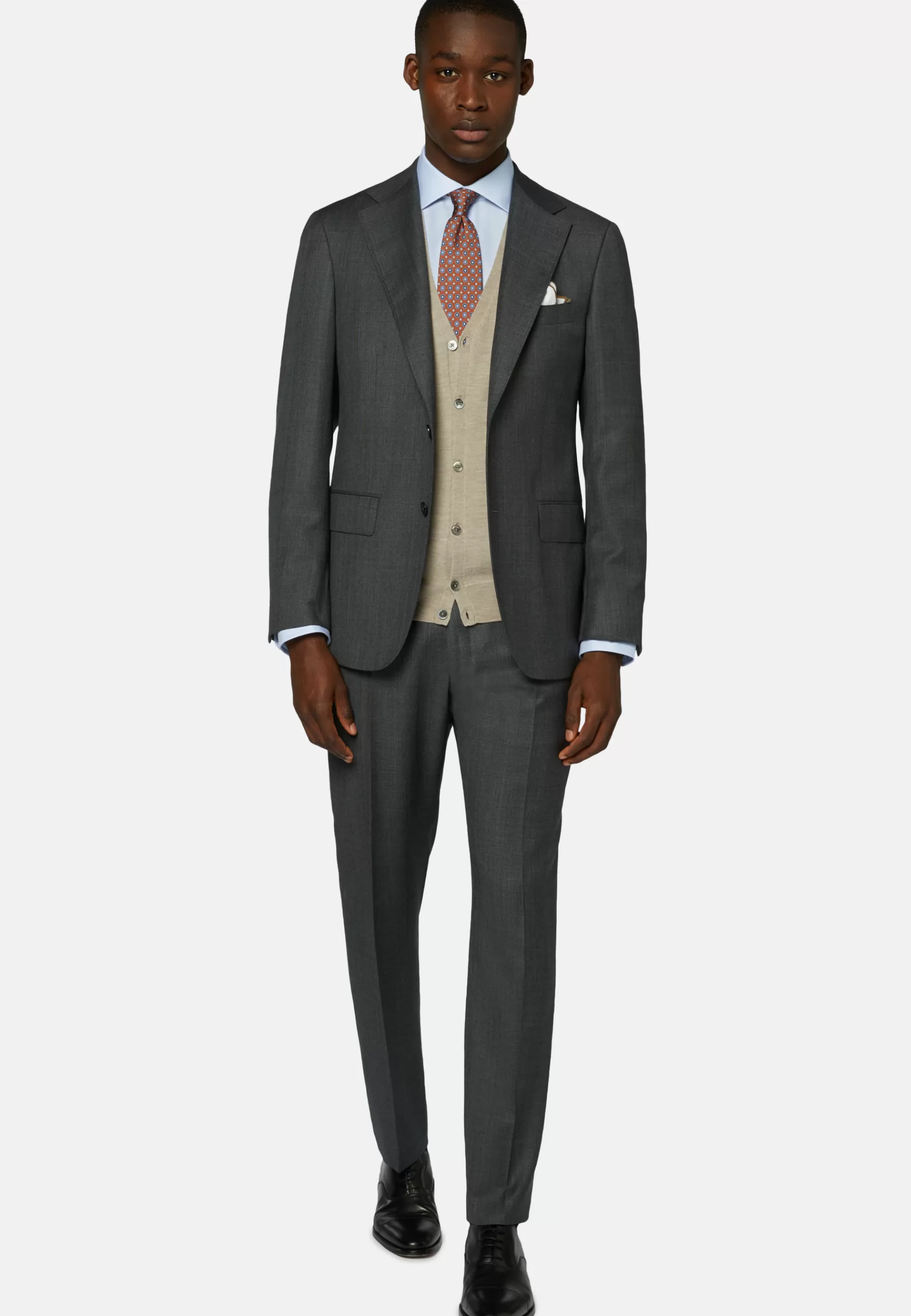 Suits^Boggi Milano Prince of Wales Check Suit In Pure Wool Grey