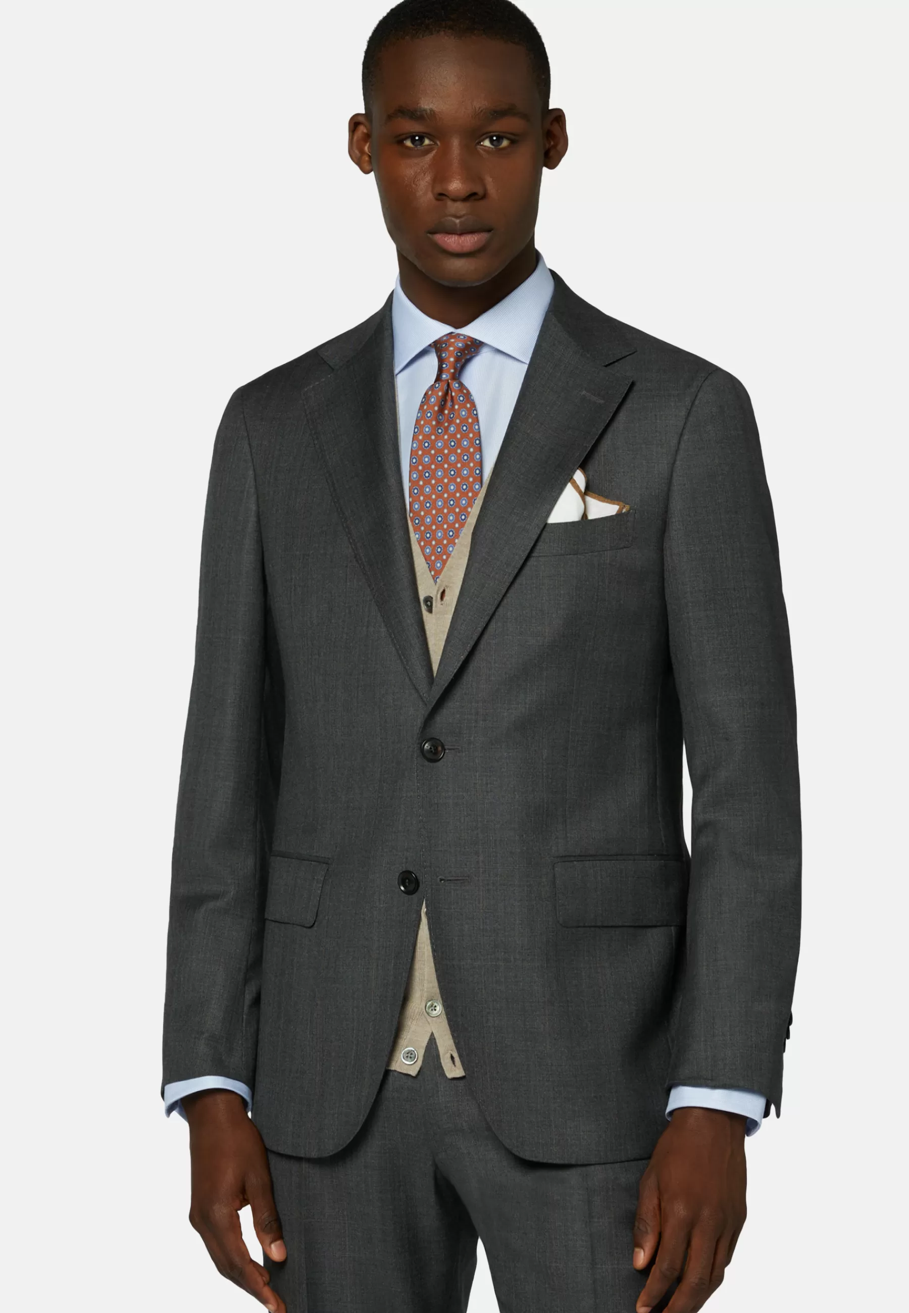 Suits^Boggi Milano Prince of Wales Check Suit In Pure Wool Grey