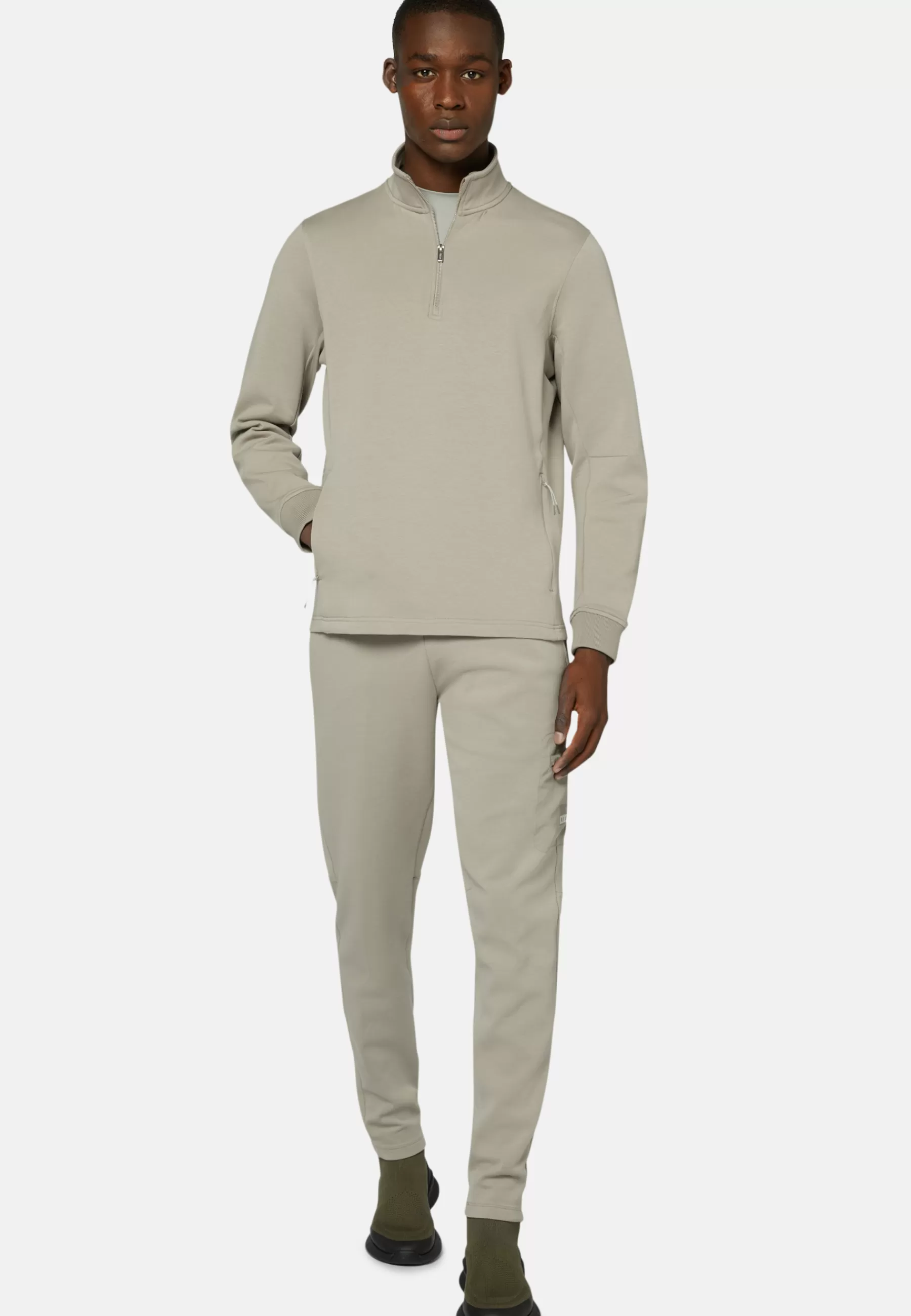 Sweatshirts and Joggers^Boggi Milano Half Zip Sweatshirt In Recycled Light Scuba Grey