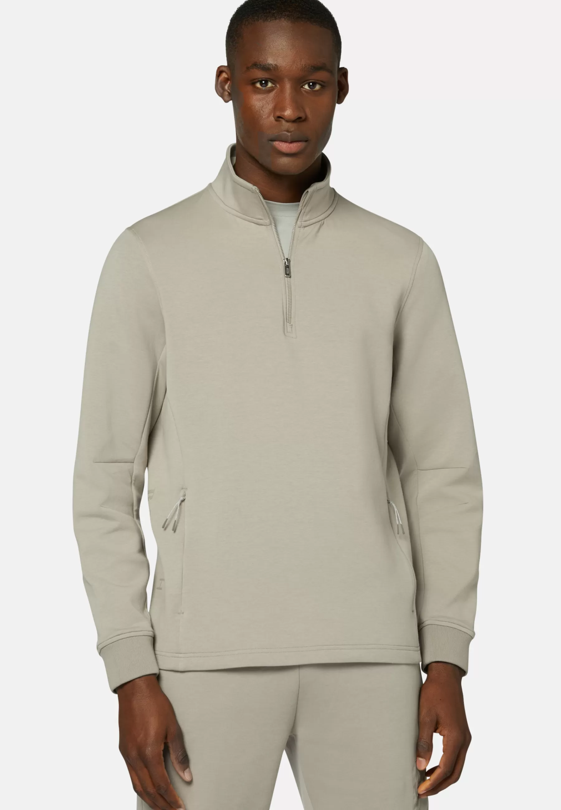 Sweatshirts and Joggers^Boggi Milano Half Zip Sweatshirt In Recycled Light Scuba Grey