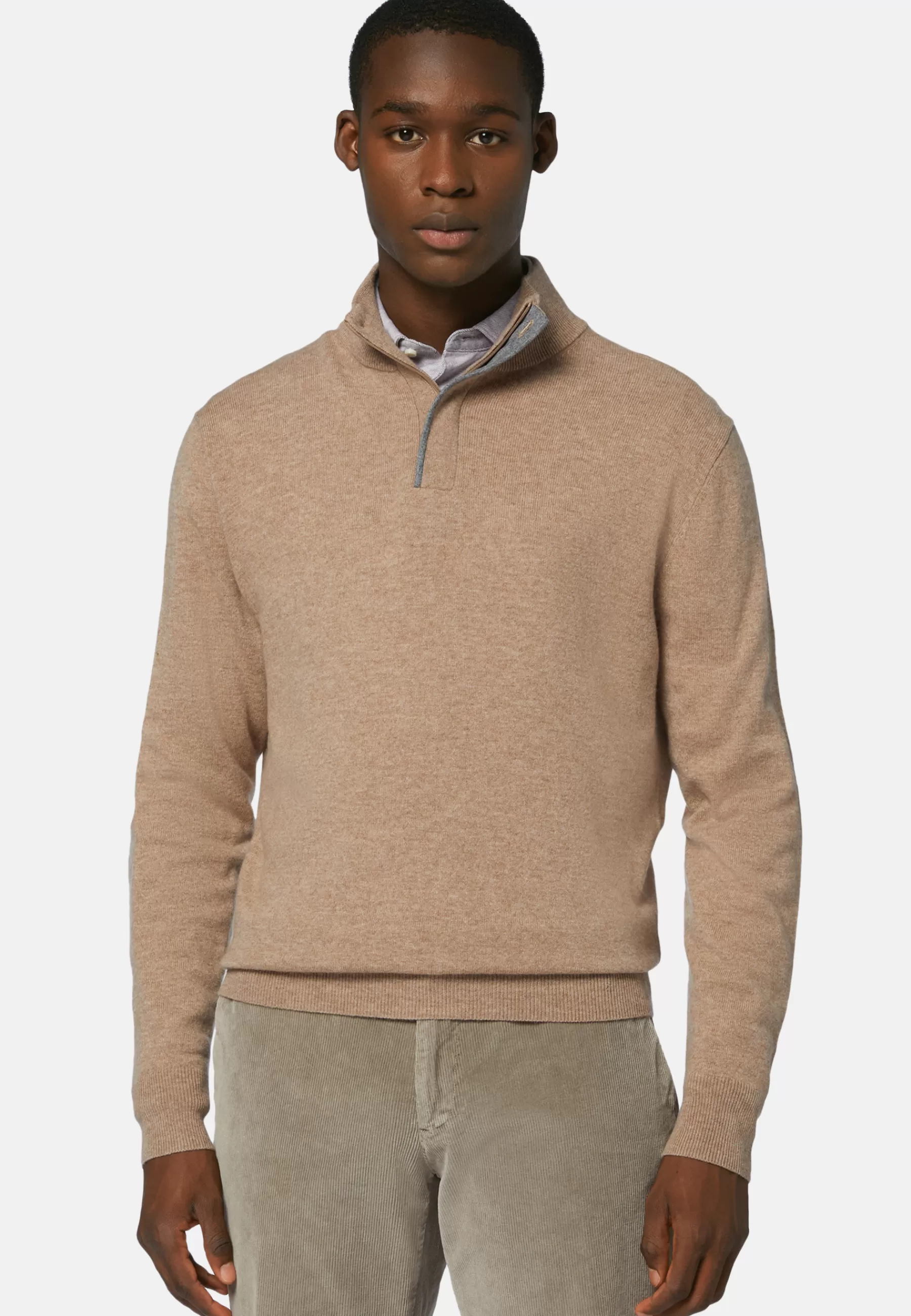 Knitwear^Boggi Milano Half-Zip Jumper In Wool and Cashmere Hazelnut