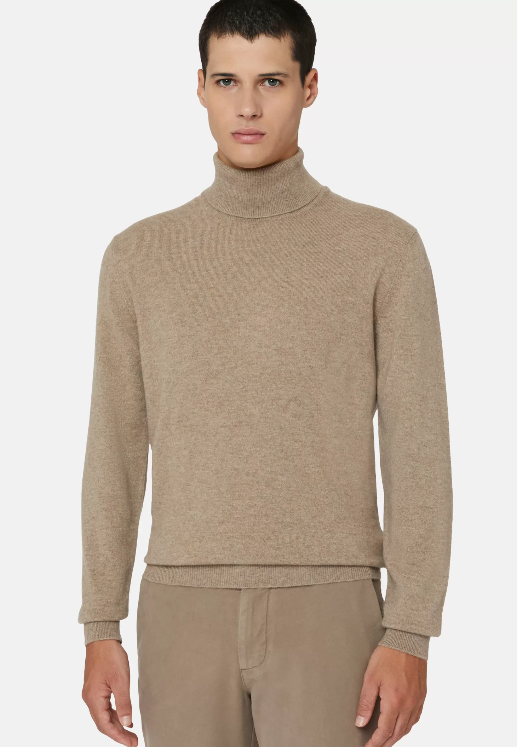 Knitwear^Boggi Milano Polo Neck Jumper in Cashmere Hazelnut