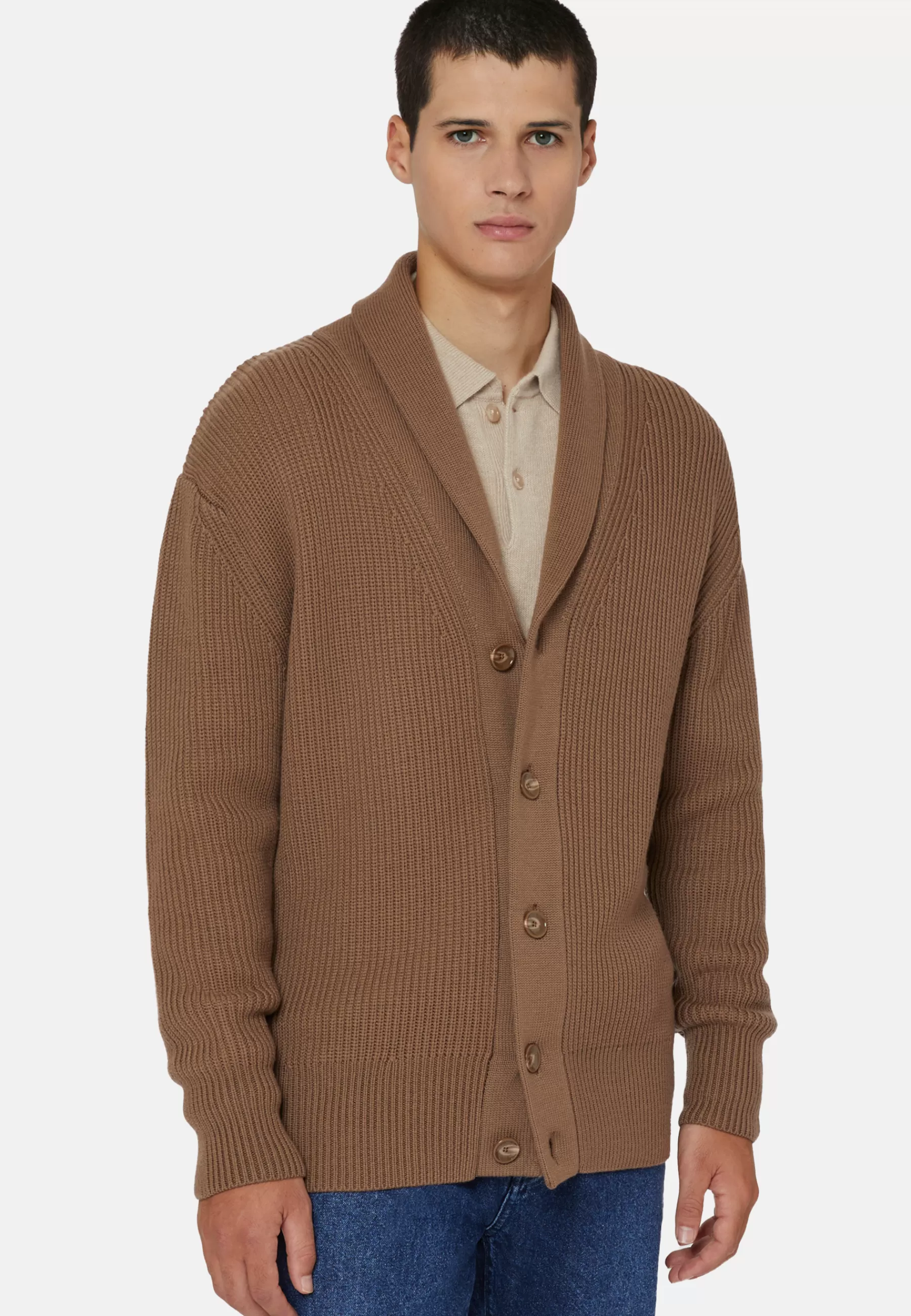 Knitwear^Boggi Milano Shawl Neck Cardigan In Merino Wool Hazelnut