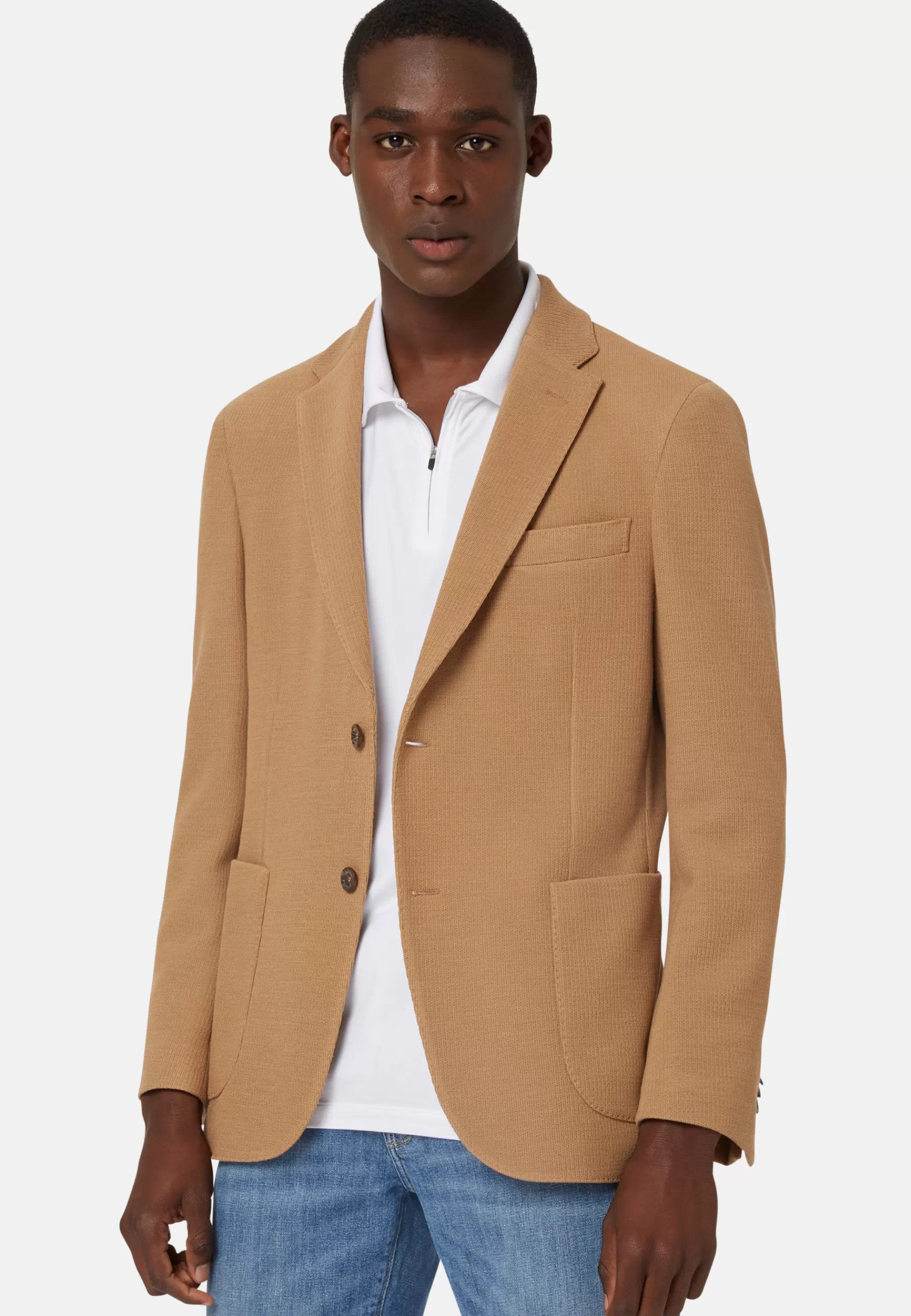 Blazers^Boggi Milano Textured Wool Jersey Jacket Hazelnut