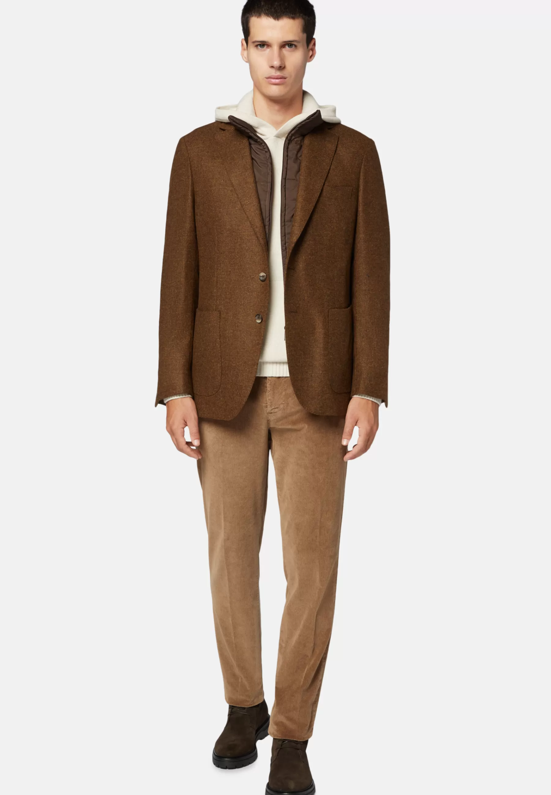 Blazers^Boggi Milano Wool Jacket With Detachable Bib Hazelnut