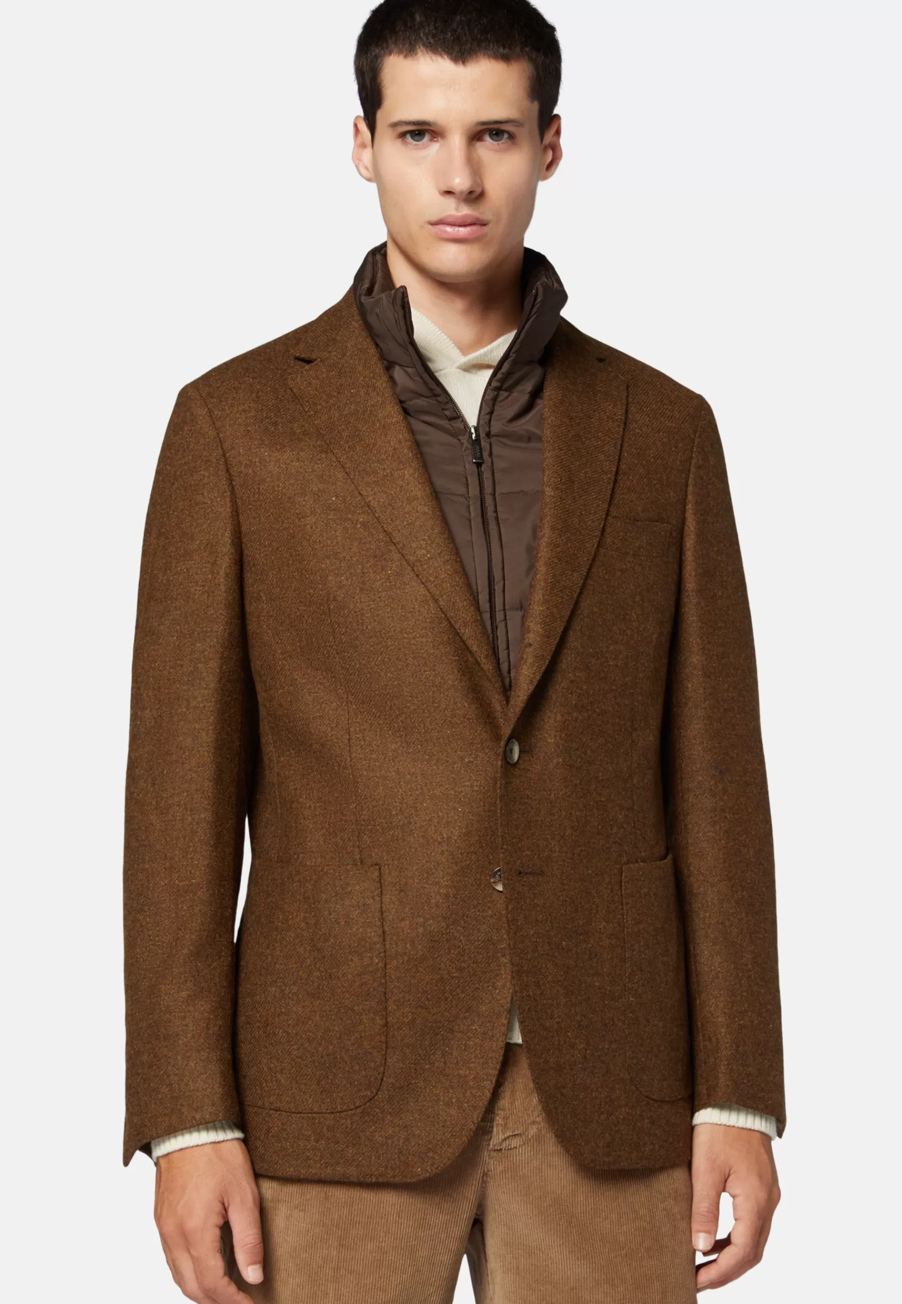 Blazers^Boggi Milano Wool Jacket With Detachable Bib Hazelnut