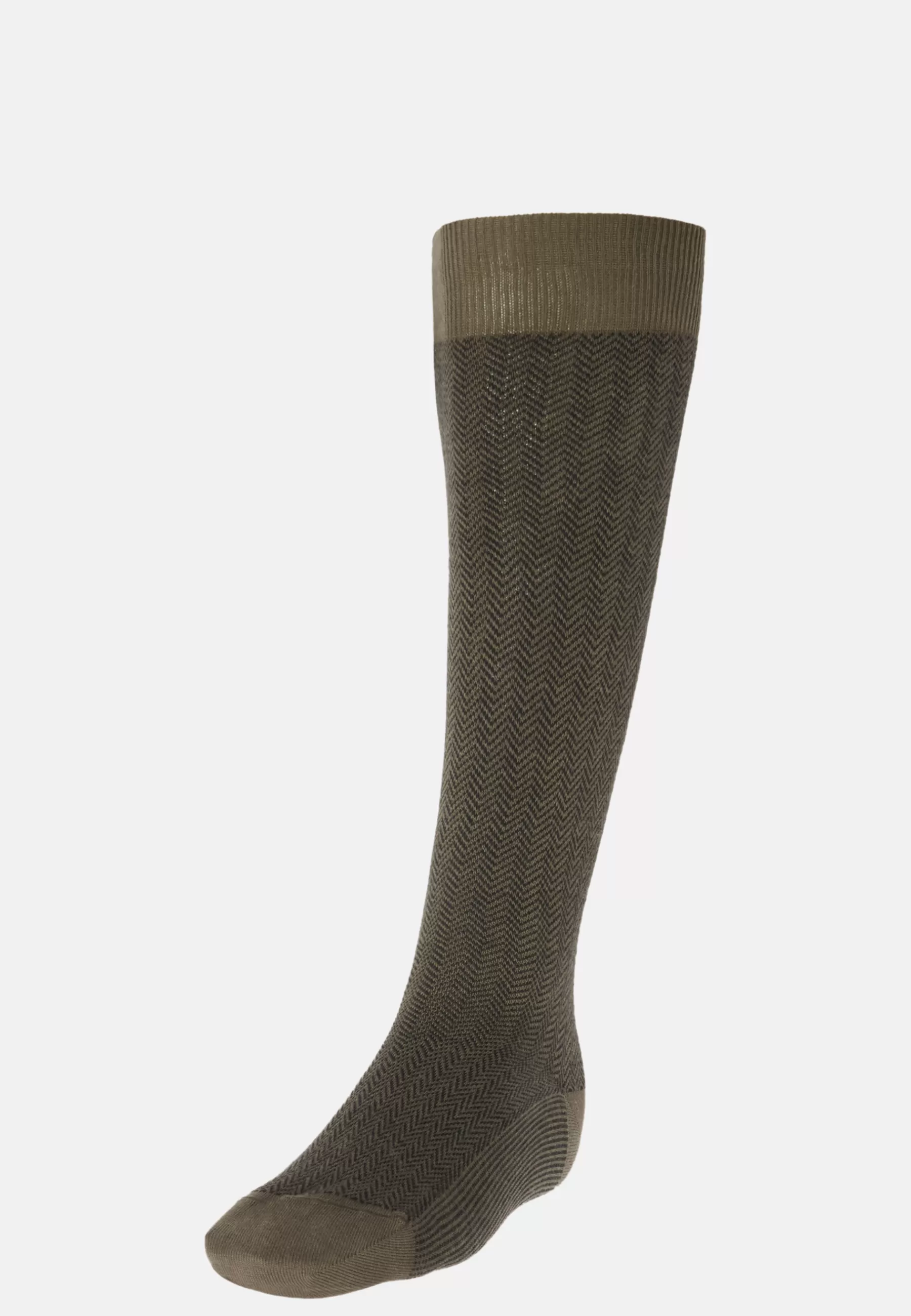 Socks^Boggi Milano Herringbone pattern Socks in Organic Cotton Military Green