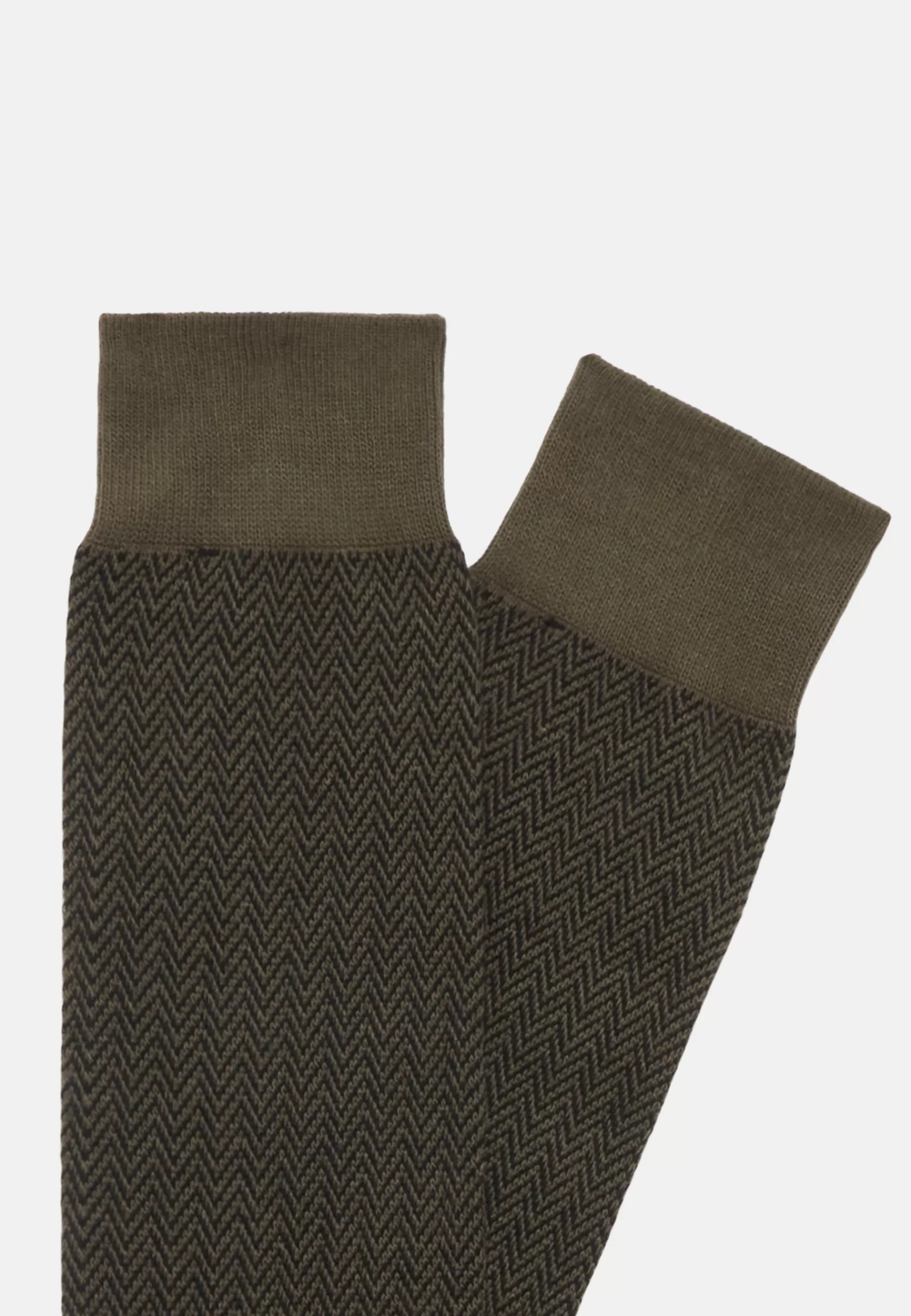 Socks^Boggi Milano Herringbone pattern Socks in Organic Cotton Military Green