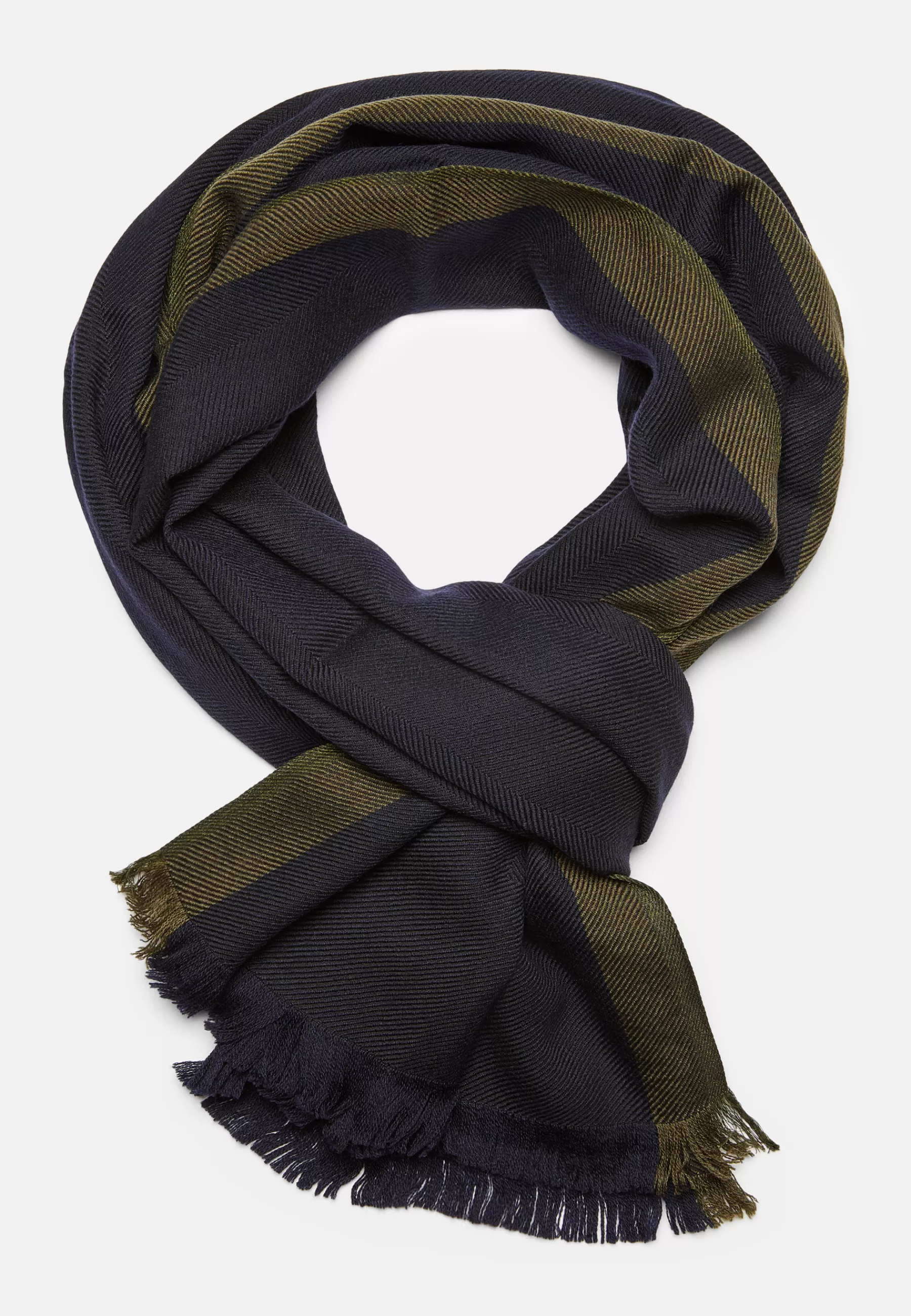 Scarves^Boggi Milano Herringbone Wool Scarf Navy blue