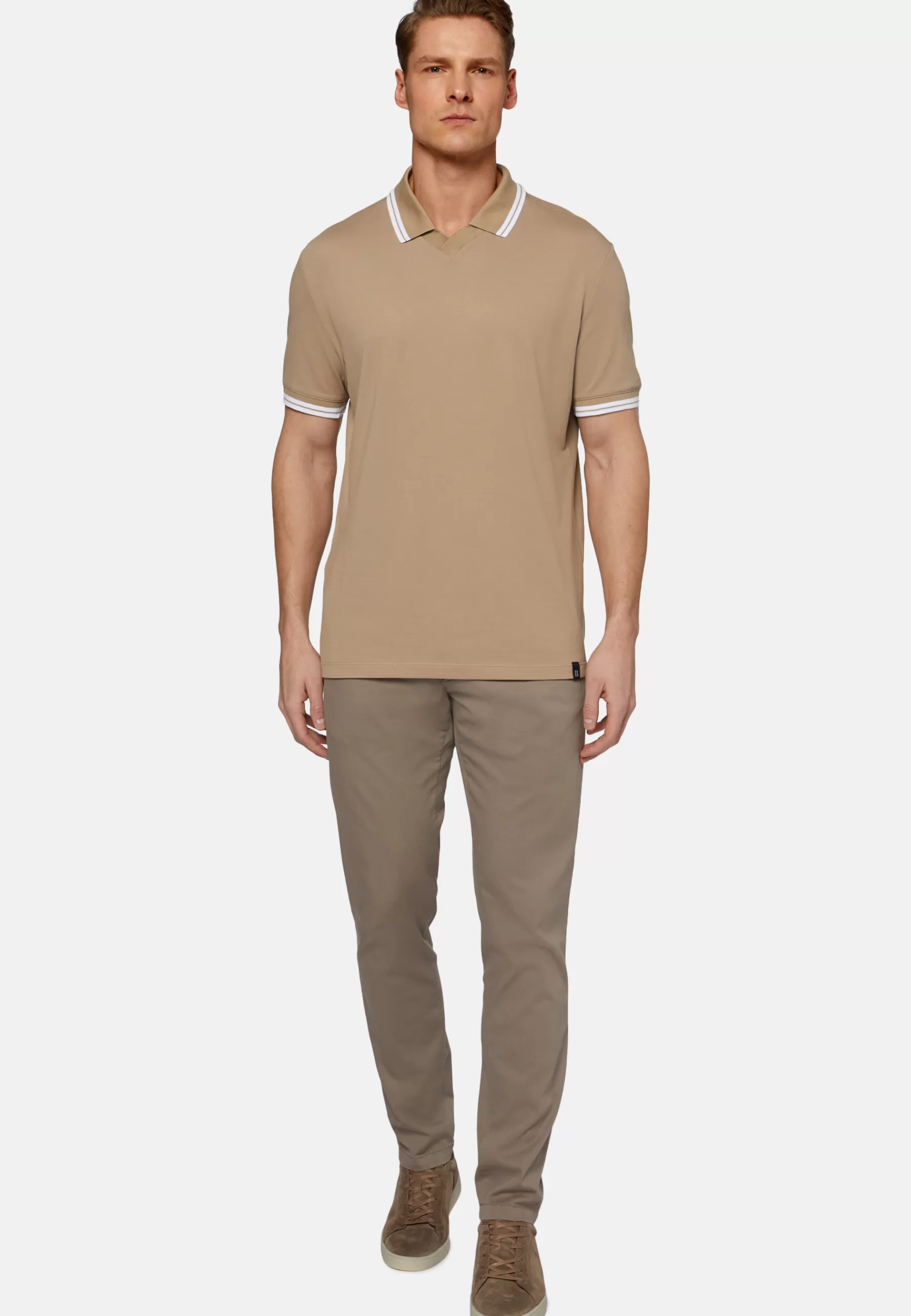 Polo^Boggi Milano High-Performance Fabric Polo Shirt Hazelnut