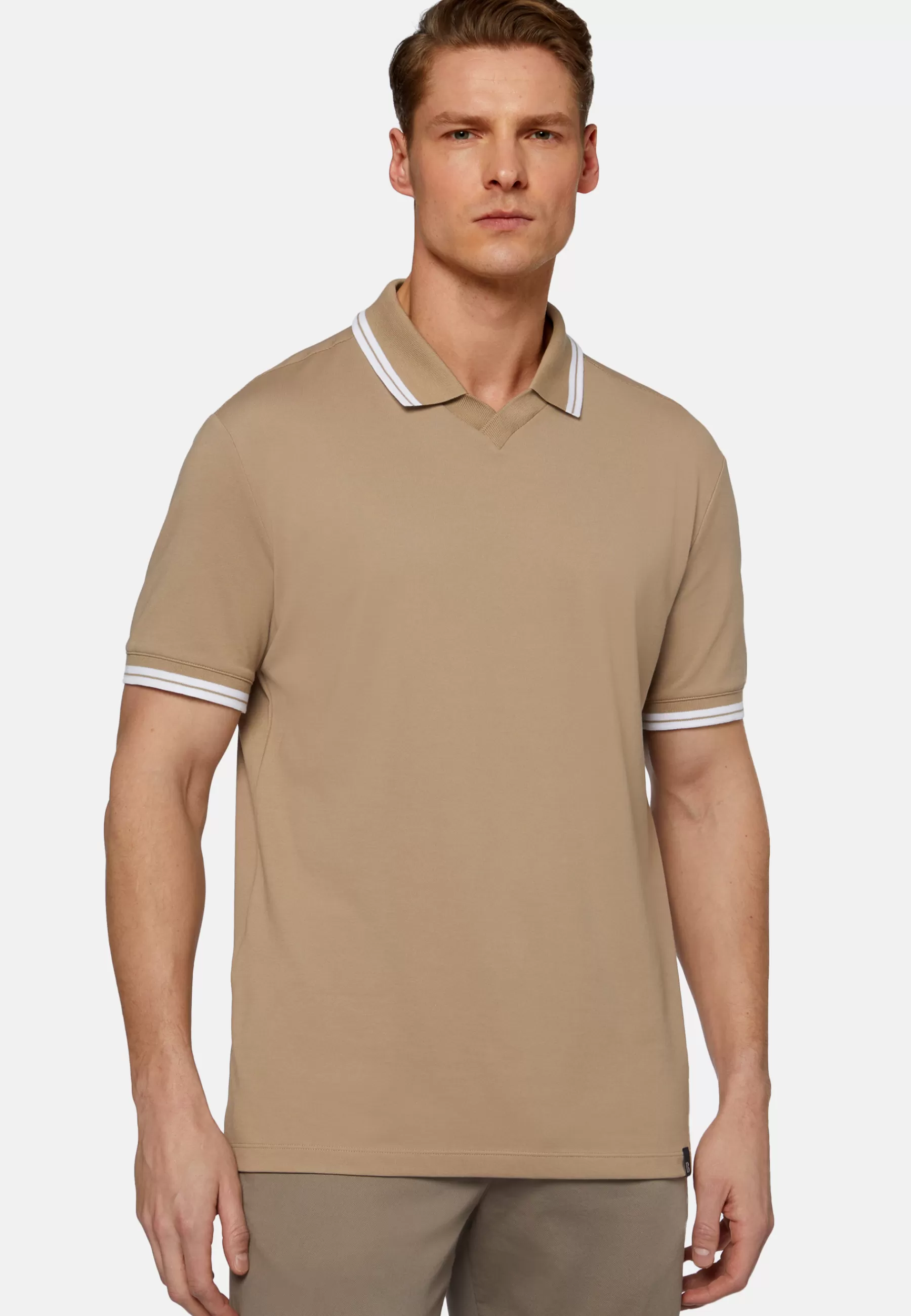 Polo^Boggi Milano High-Performance Fabric Polo Shirt Hazelnut