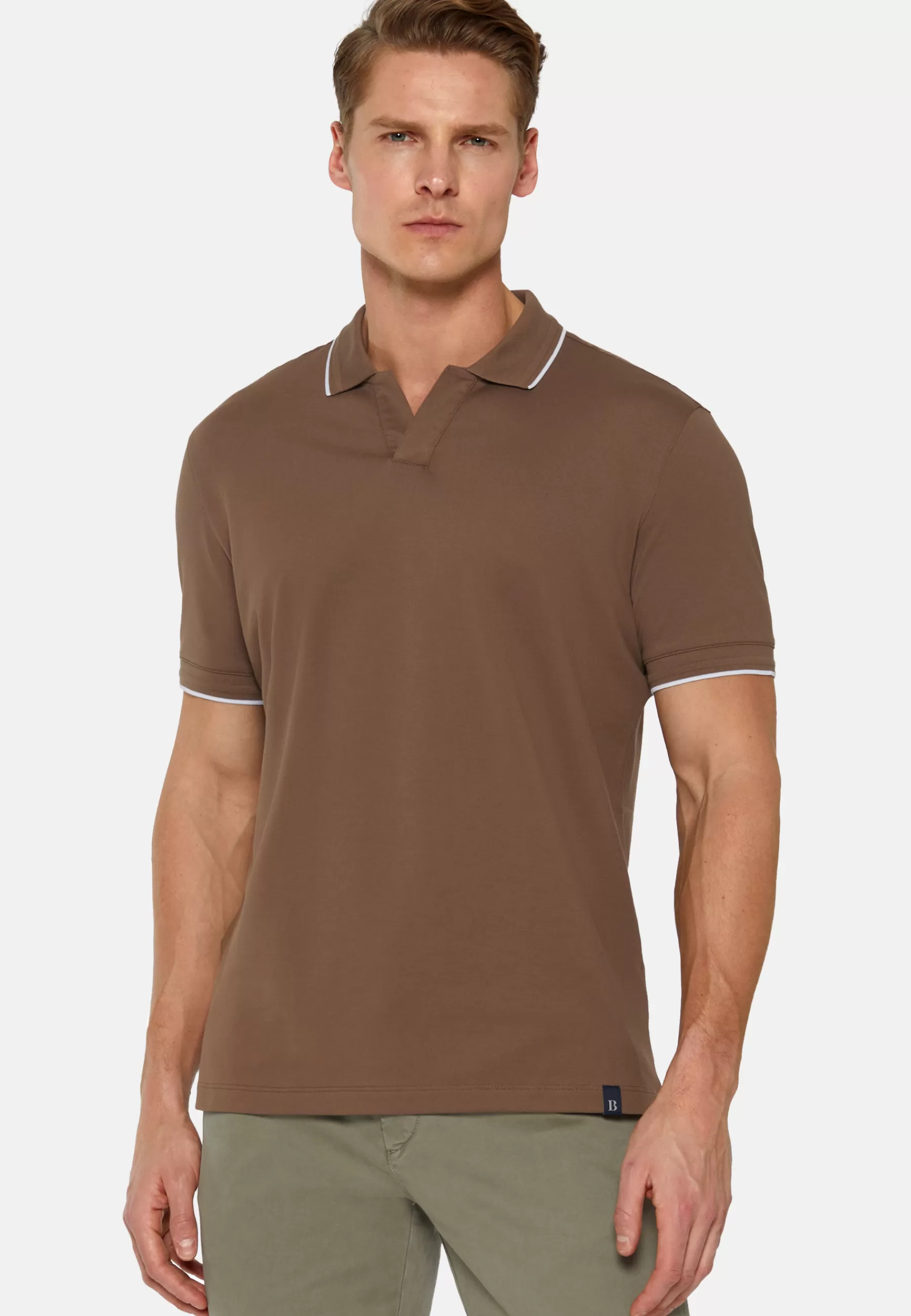 Polo^Boggi Milano High-Performance Piqué Polo Shirt Brown