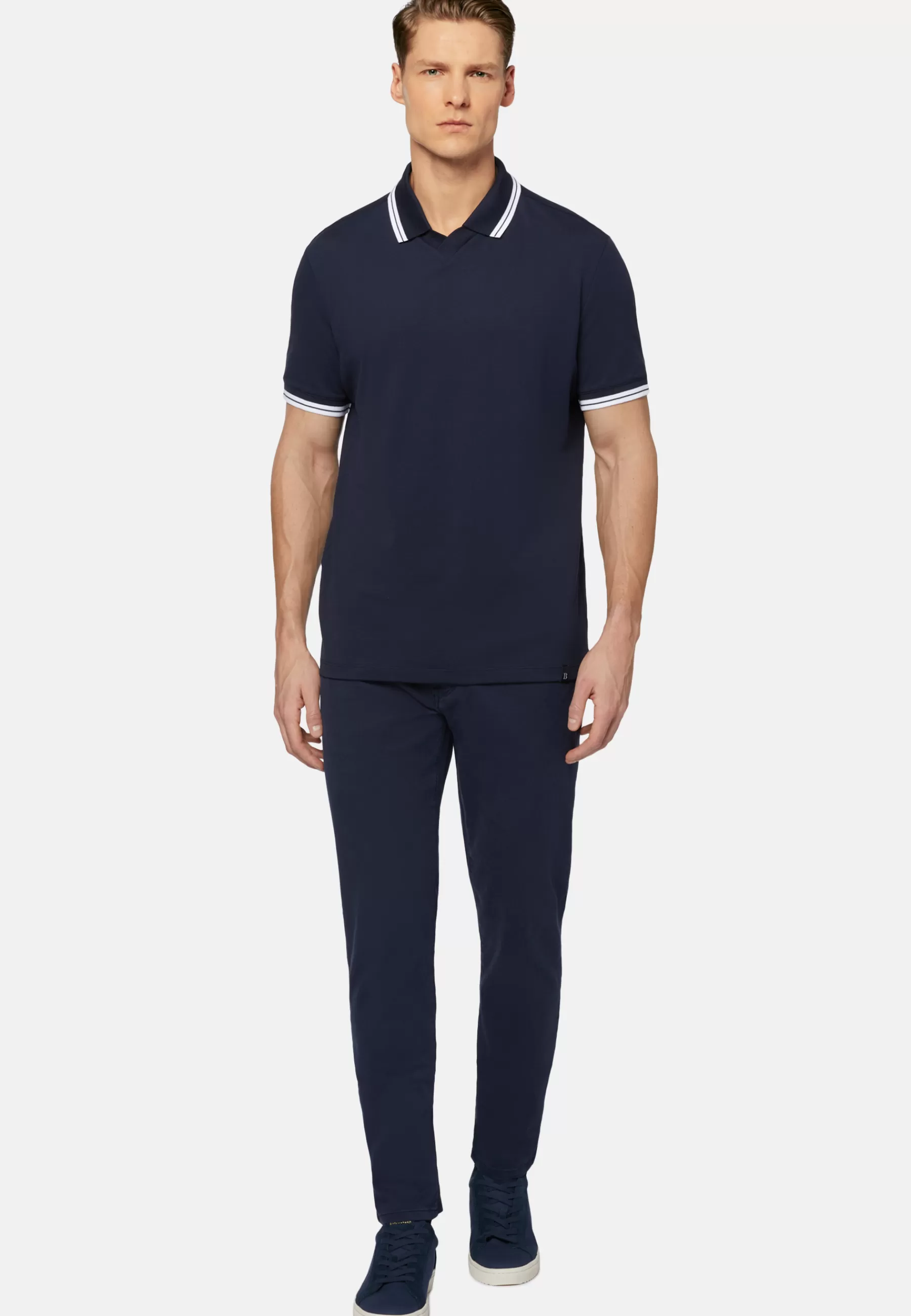 Polo^Boggi Milano High-Performance Piqué Polo Shirt Navy blue