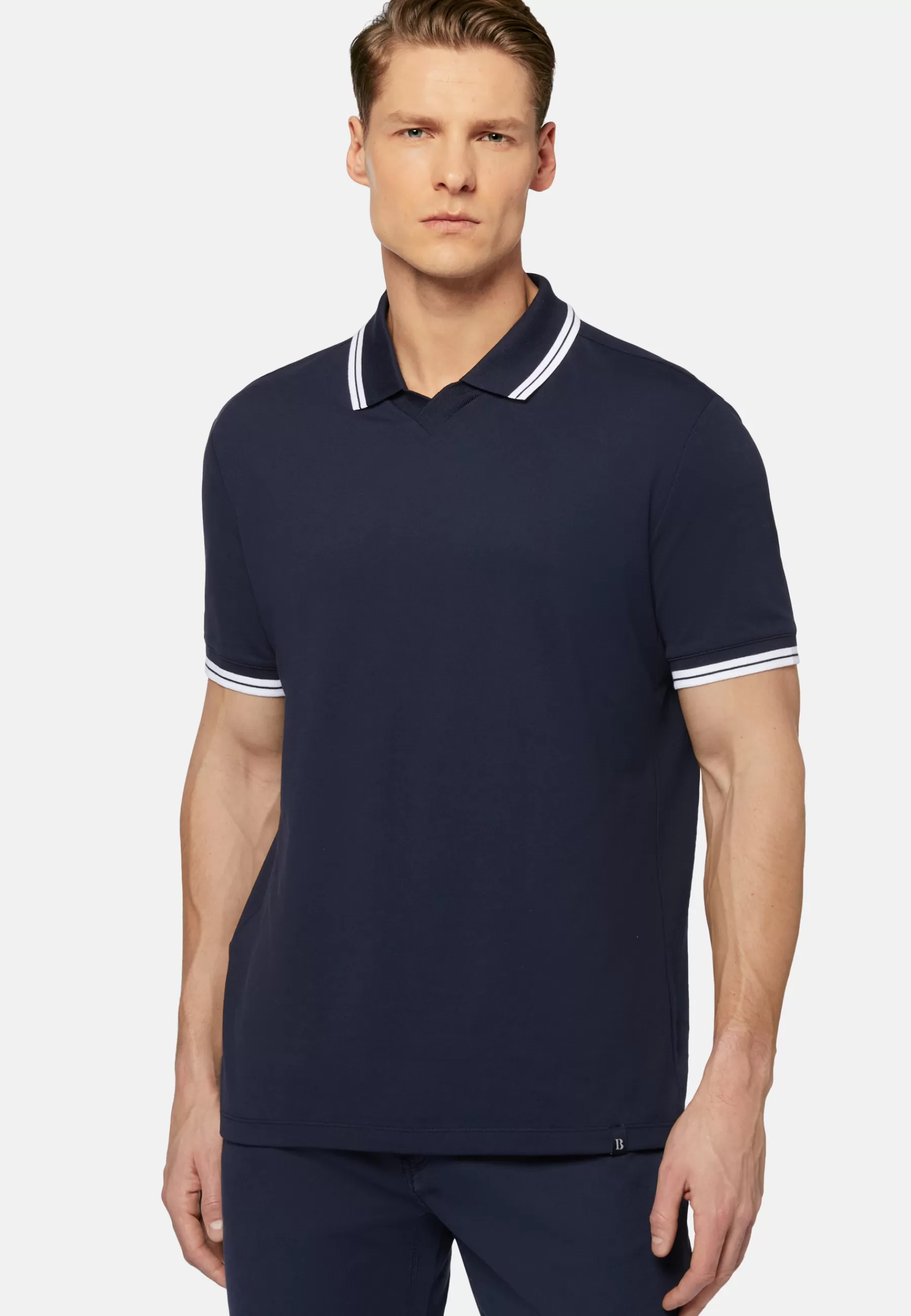 Polo^Boggi Milano High-Performance Piqué Polo Shirt Navy blue