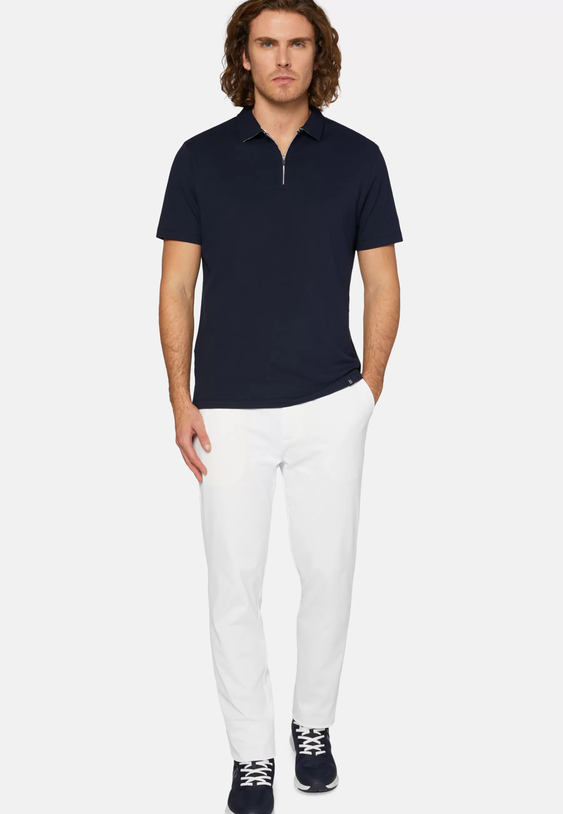 Polo^Boggi Milano High-Performance Piqué Polo Shirt Navy blue