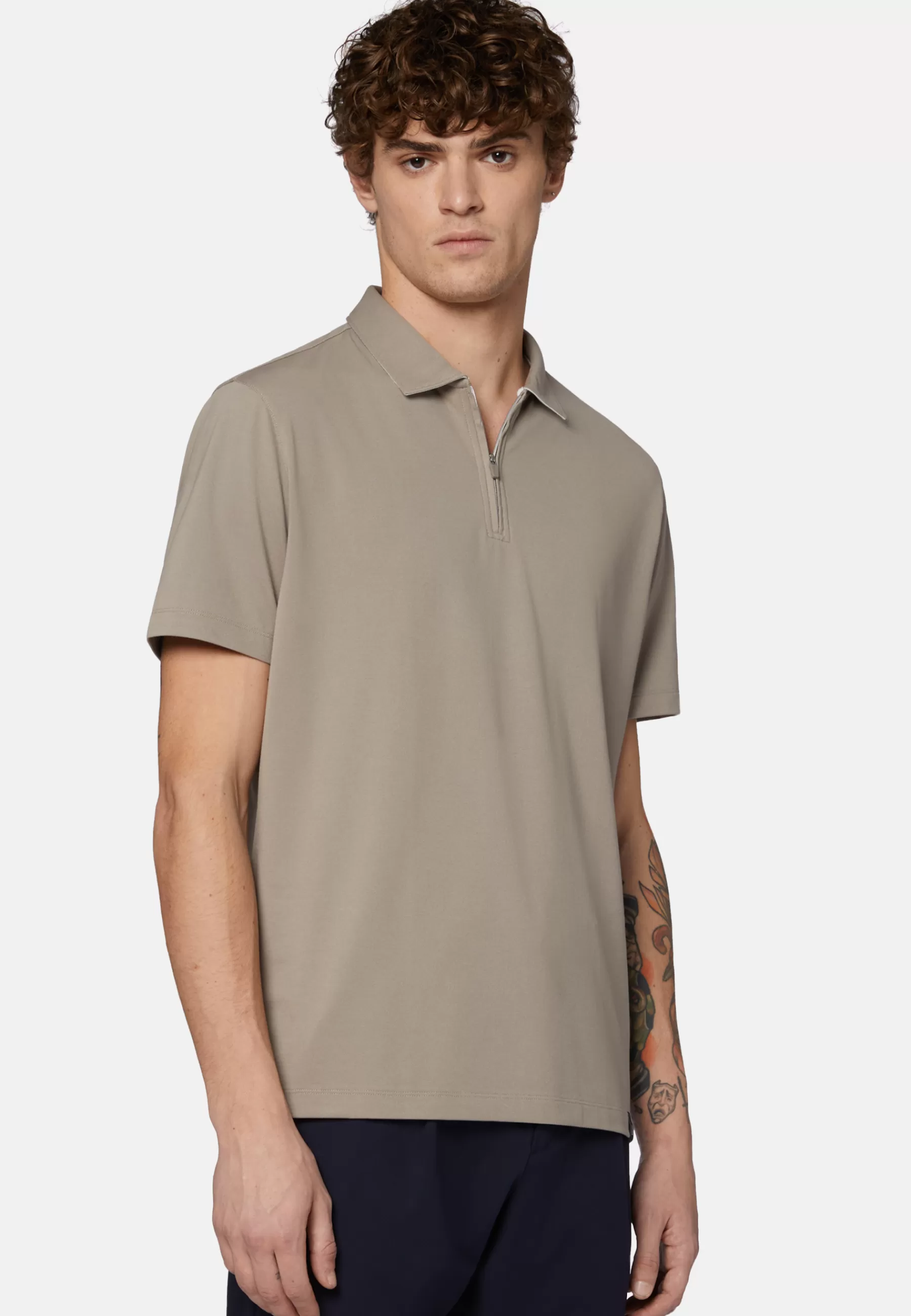 Polo^Boggi Milano High-Performance Piqué Polo Shirt Taupe