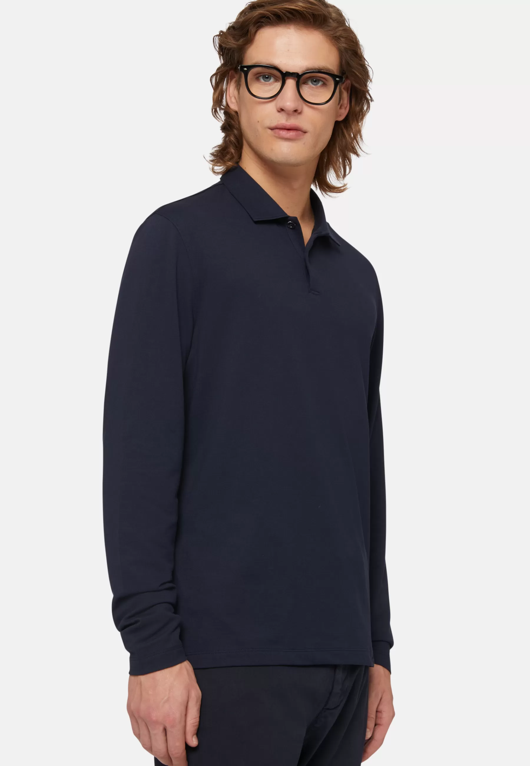 Polo^Boggi Milano High-Performance Piqué Polo Shirt Navy blue