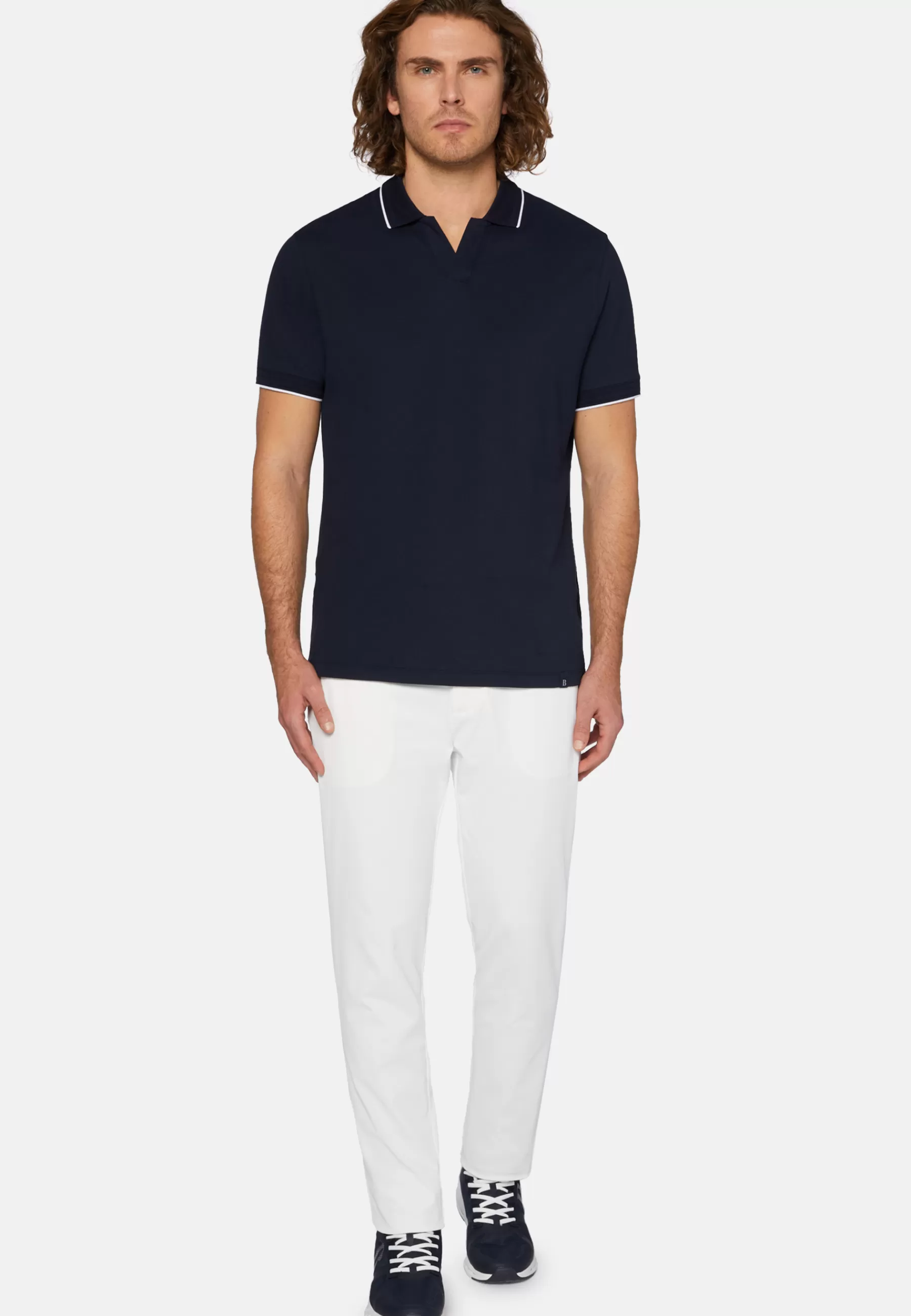 Polo^Boggi Milano High-Performance Piqué Polo Shirt Navy blue