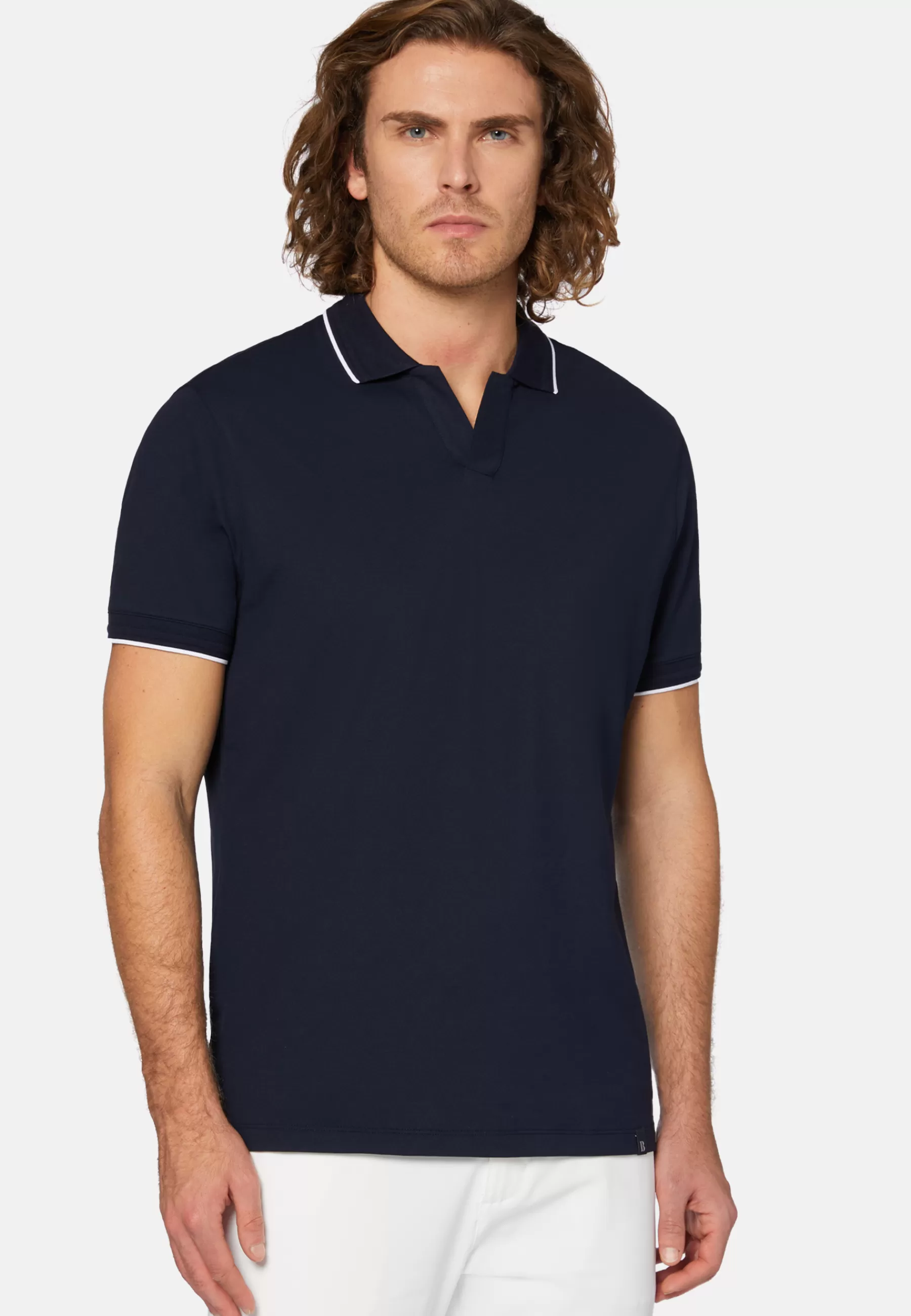 Polo^Boggi Milano High-Performance Piqué Polo Shirt Navy blue