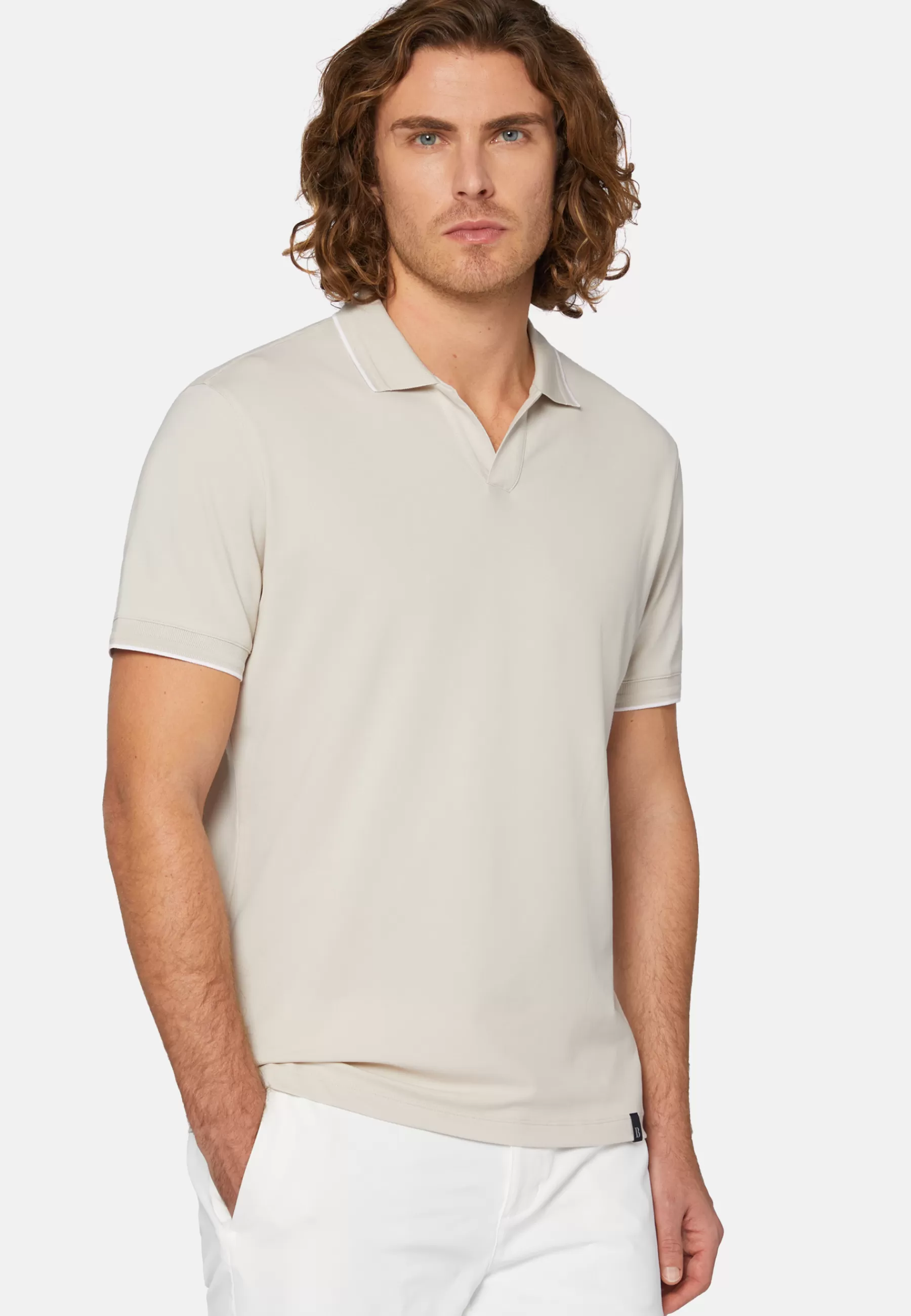 Polo^Boggi Milano High-Performance Piqué Polo Shirt Sand