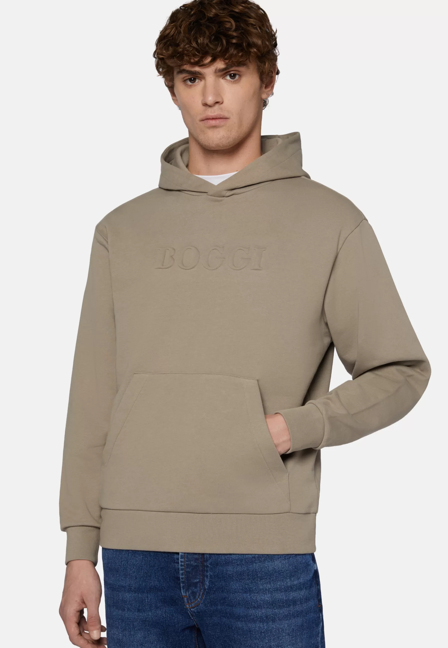 Sweatshirts and Joggers^Boggi Milano Hooded Sweatshirt in Cotton Taupe