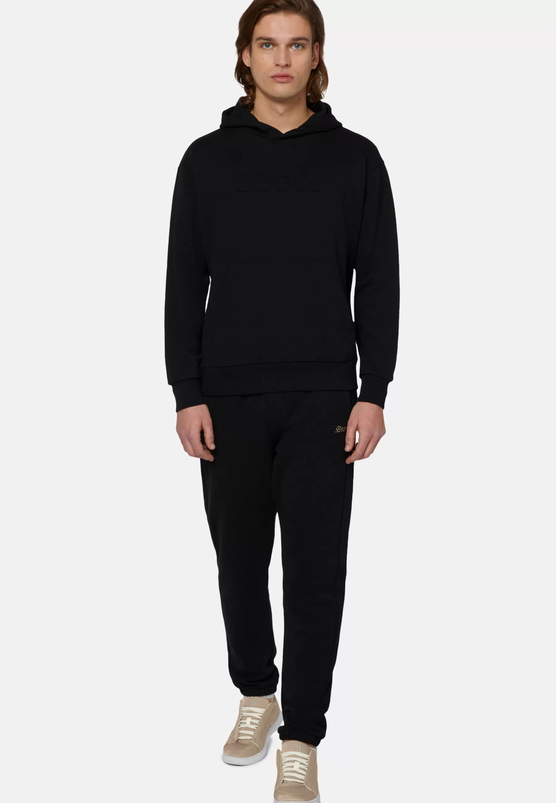 Sweatshirts and Joggers^Boggi Milano Hooded Sweatshirt in Cotton Black