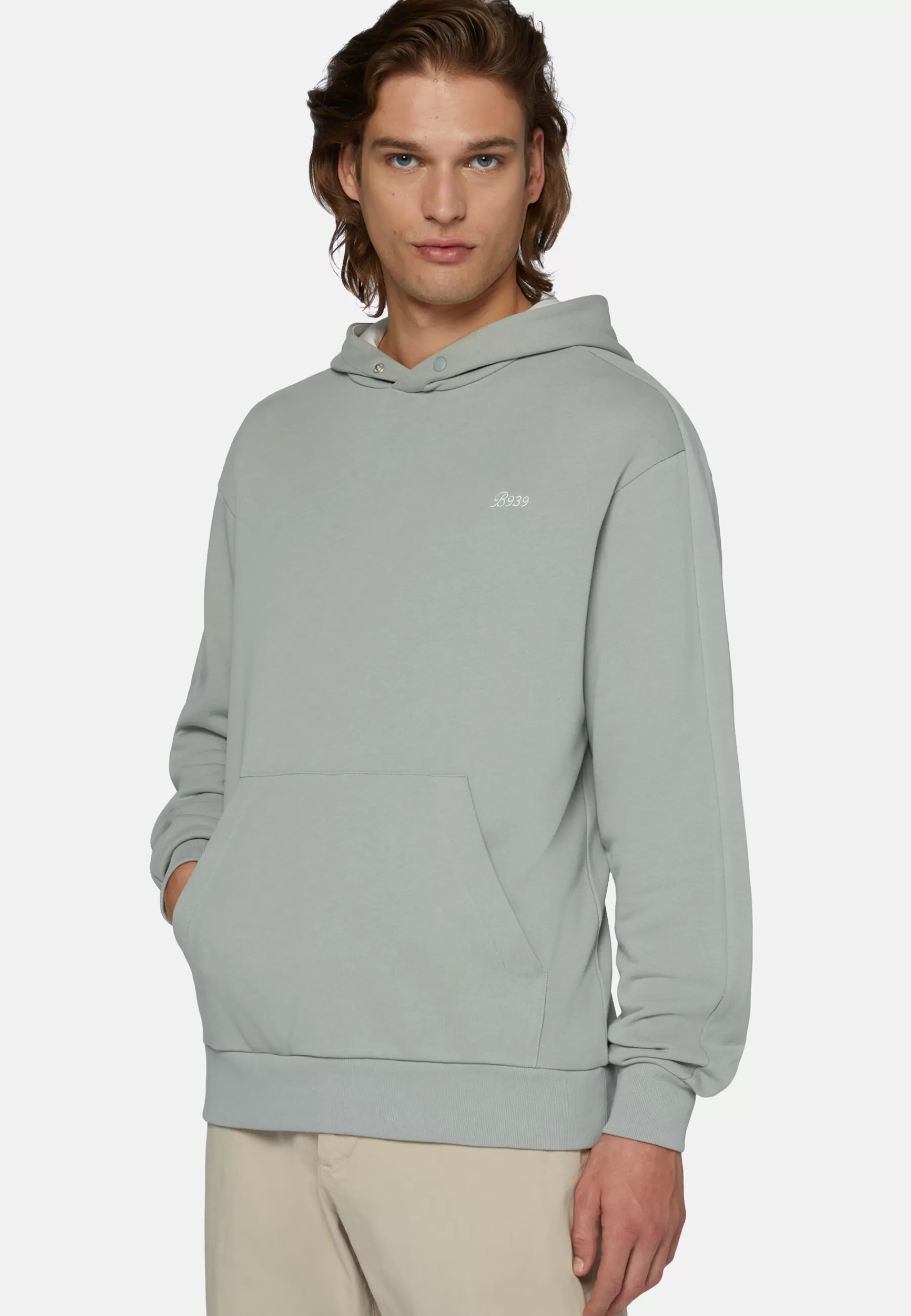 Sweatshirts and Joggers^Boggi Milano Hooded Sweatshirt in Organic Cotton Blend Green