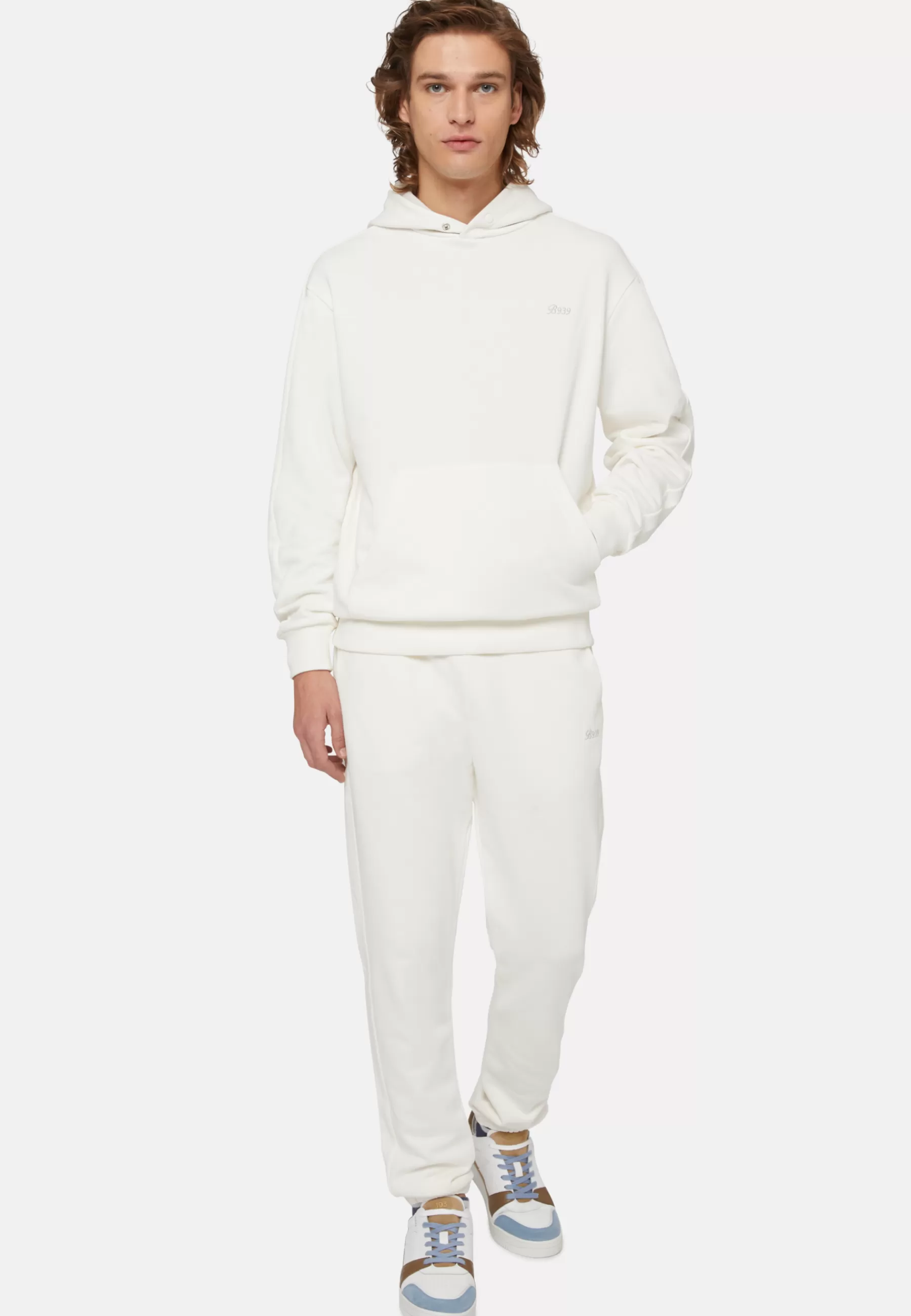 Sweatshirts and Joggers^Boggi Milano Hooded Sweatshirt in Organic Cotton Blend White