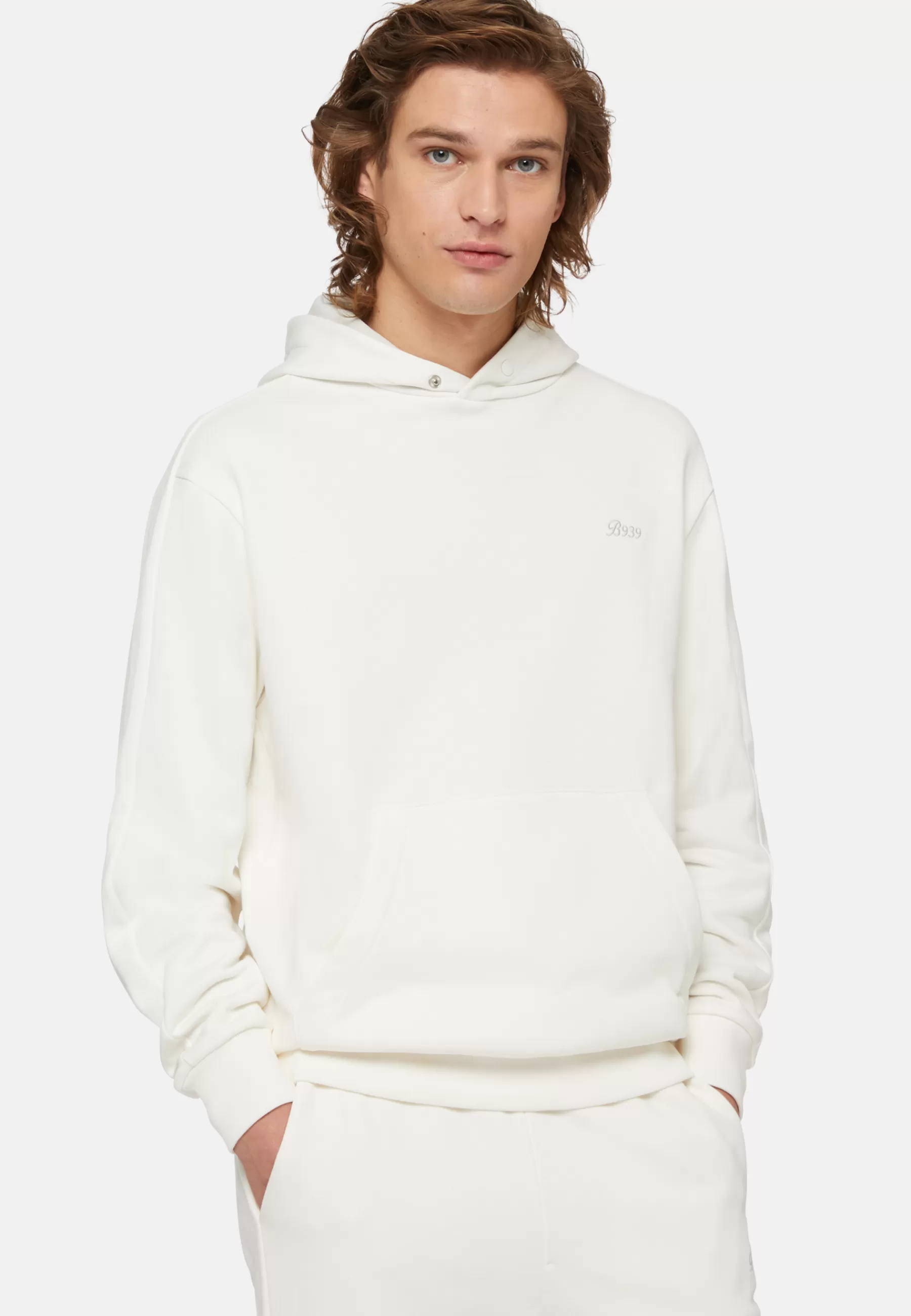 Sweatshirts and Joggers^Boggi Milano Hooded Sweatshirt in Organic Cotton Blend White