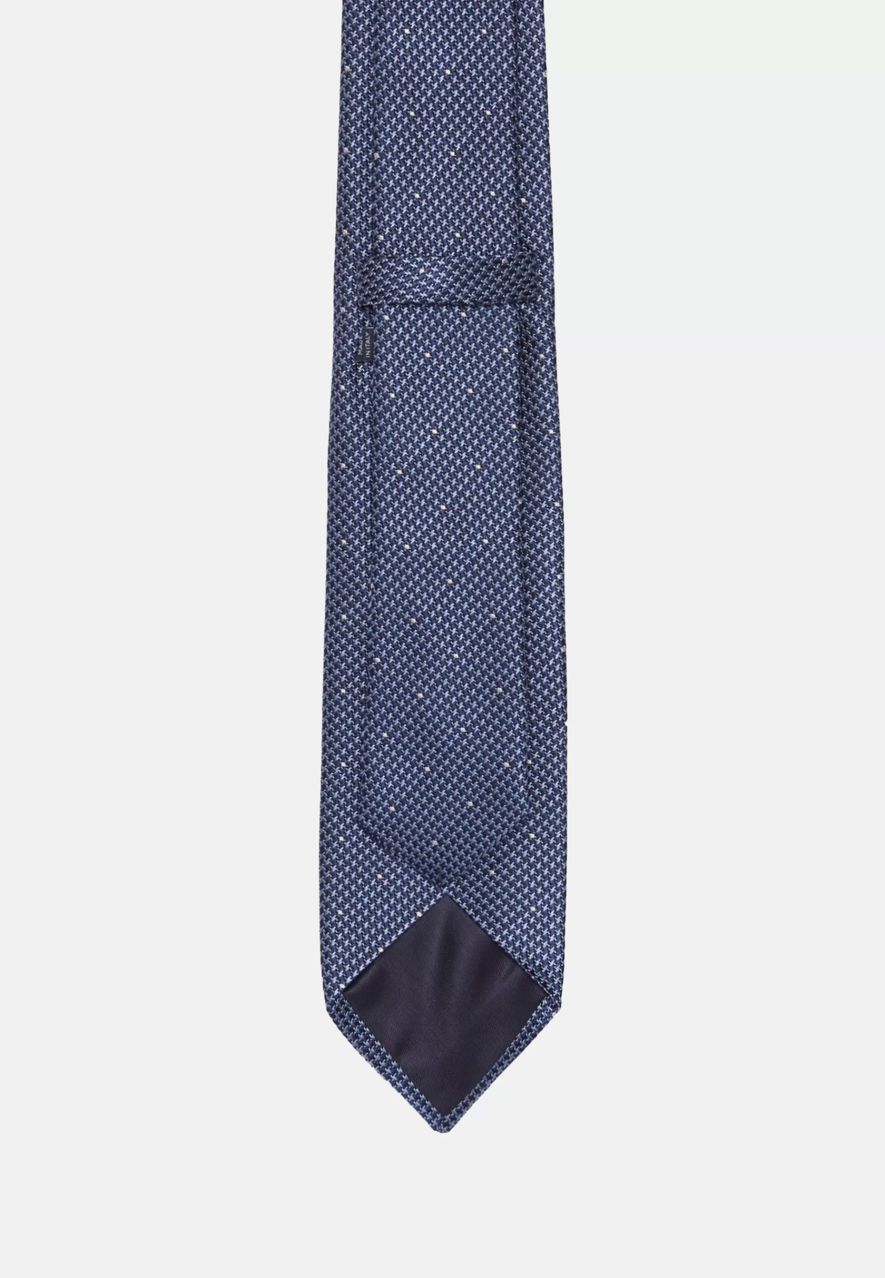 Ties^Boggi Milano Houndstooth Pattern Silk Blend Tie Navy blue