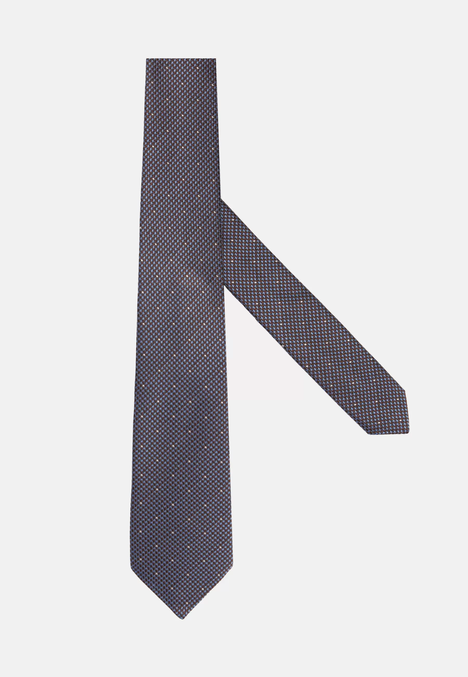 Ties^Boggi Milano Houndstooth Pattern Silk Blend Tie Light Blue